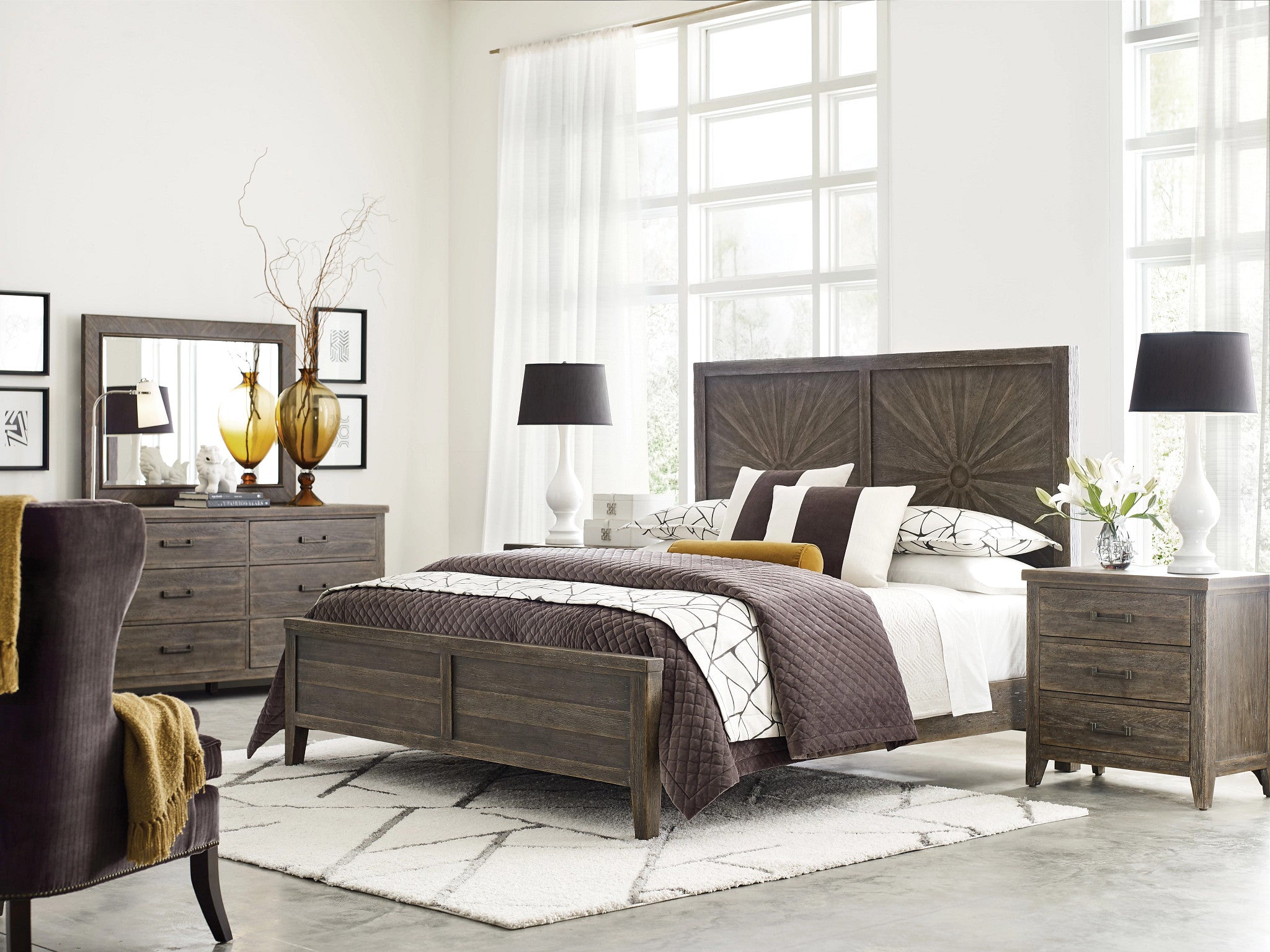 American Drew Emporium Cheswick Panel Cal King Bed in Shadow