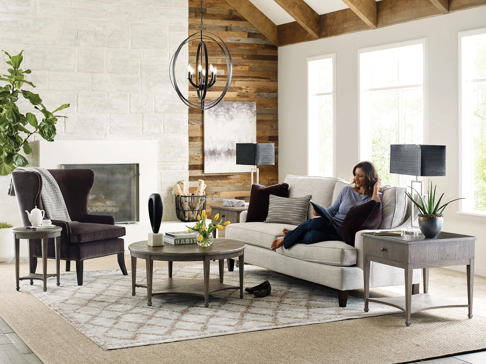 American Drew Emporium Sutter Round Coffee Table in Shadow