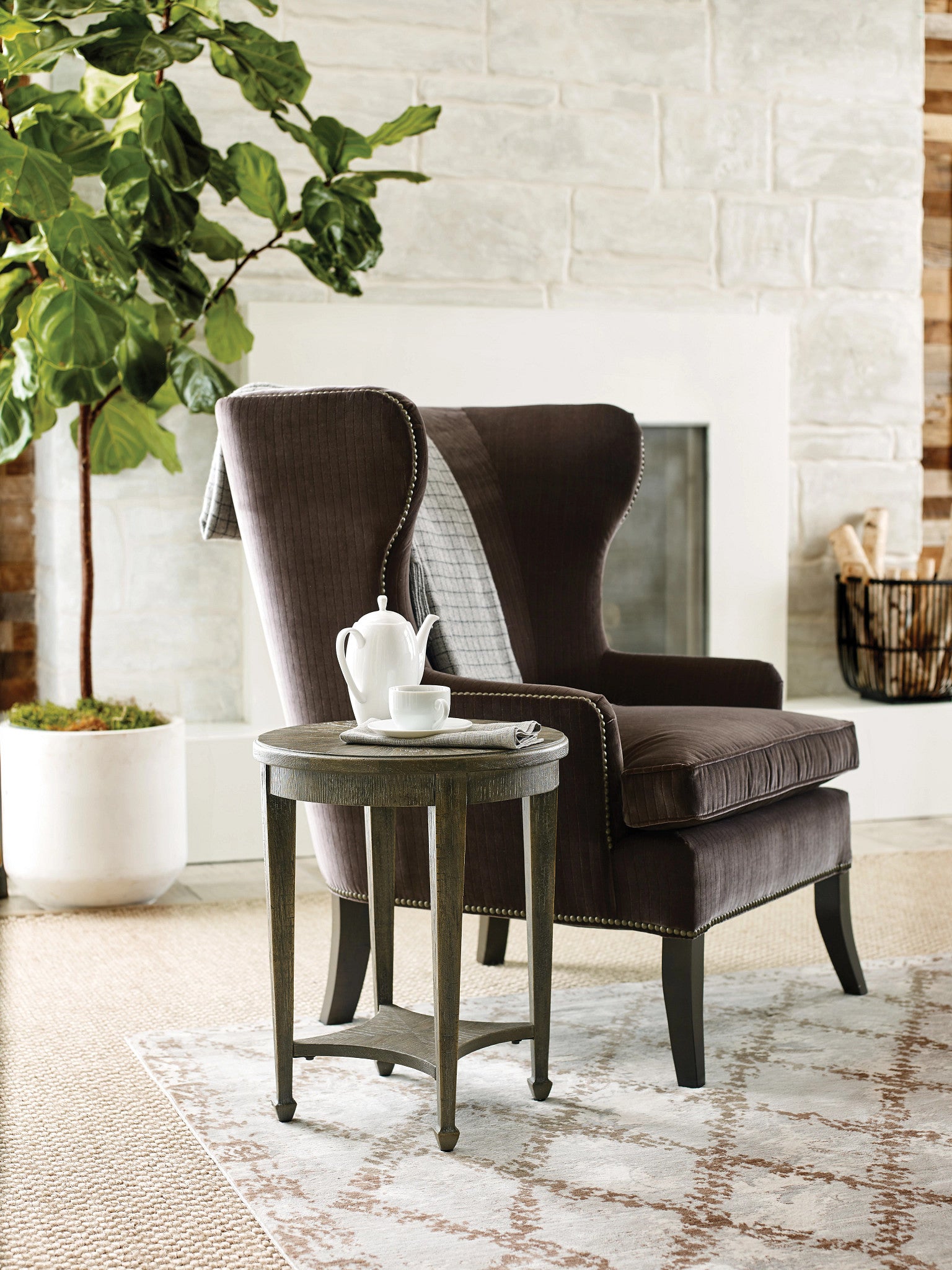 American Drew Emporium Sutter Round End Table in Shadow