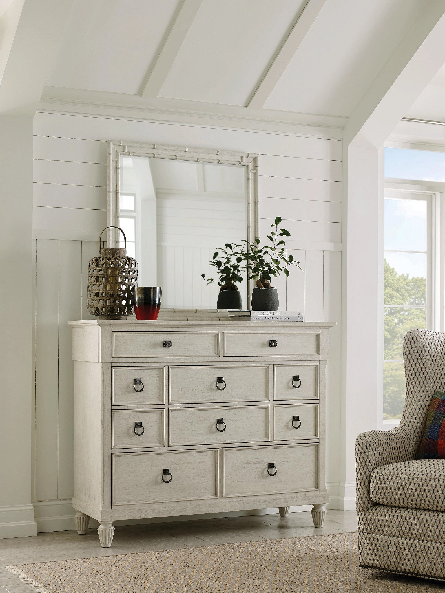 American Drew Grand Bay Vida Bamboo Mirror in Egret
