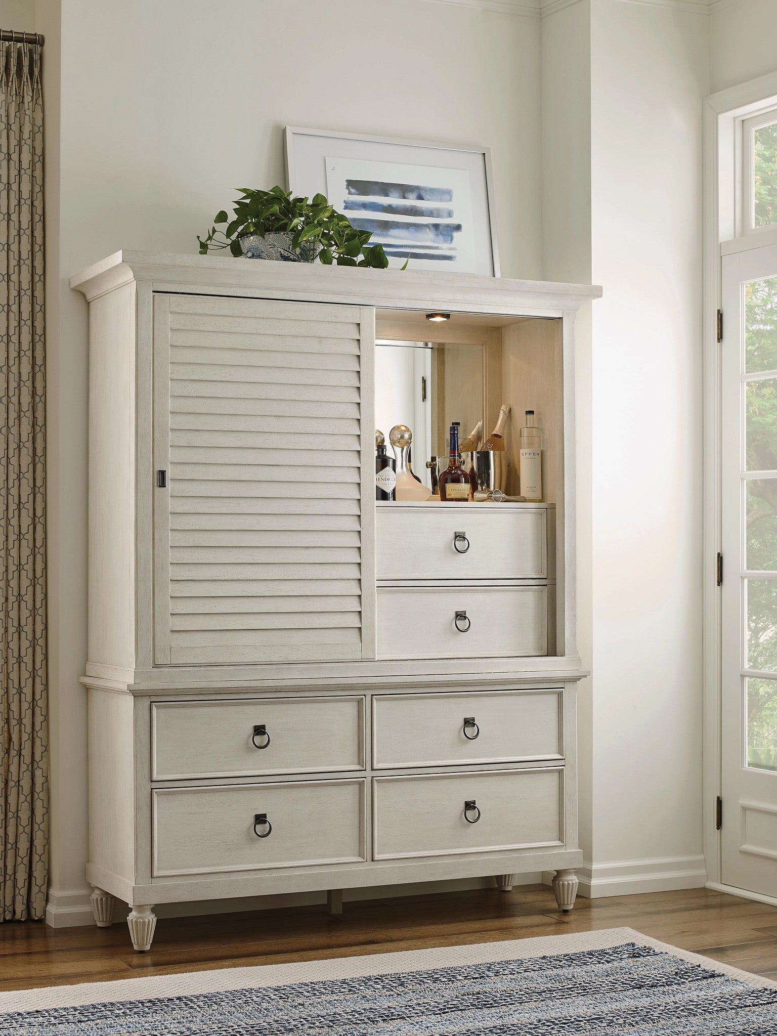 American Drew Grand Bay Media Wardbrobe in Egret