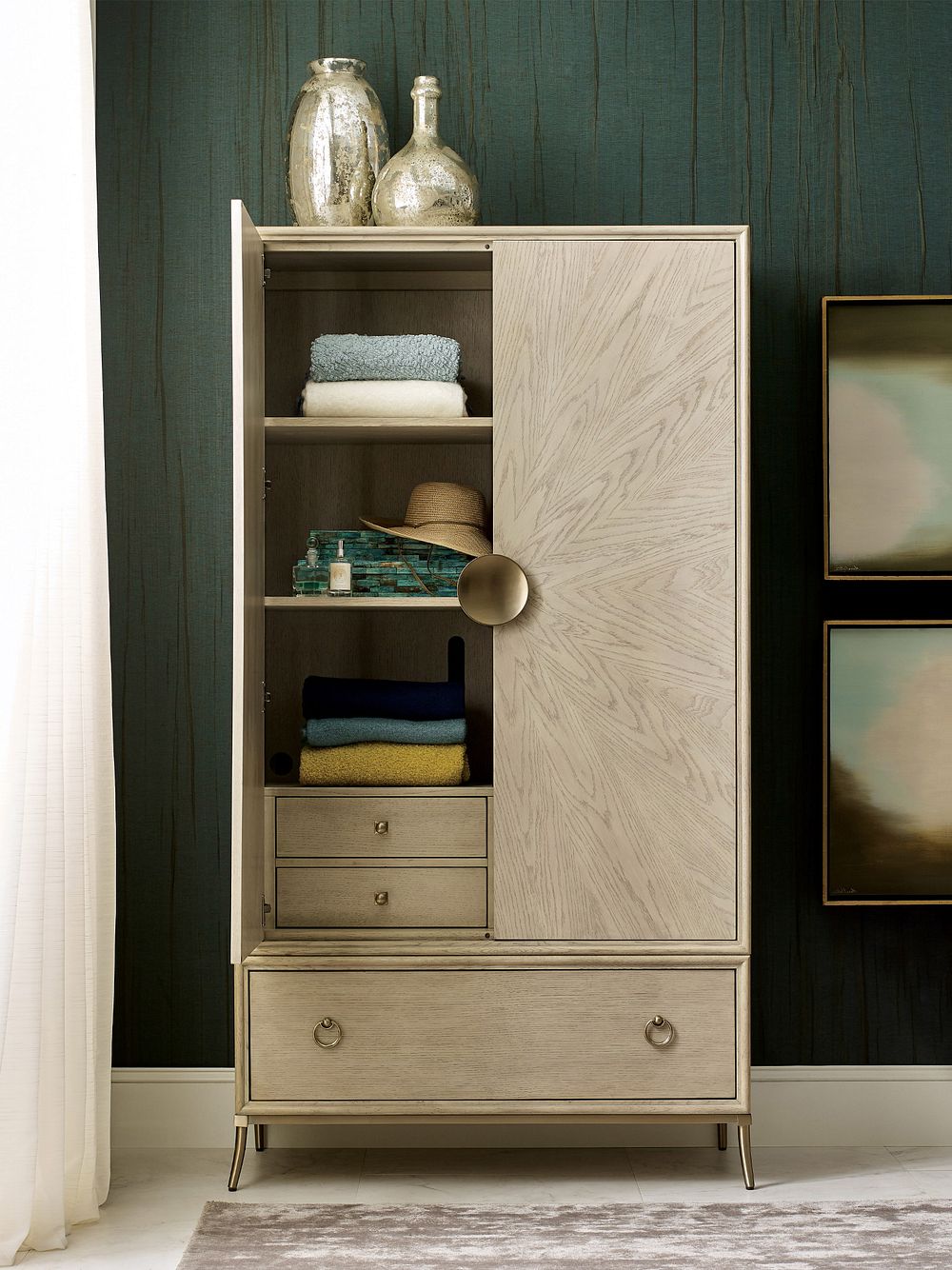 American Drew Lenox Astral Armoire in Alabaster/Champagne