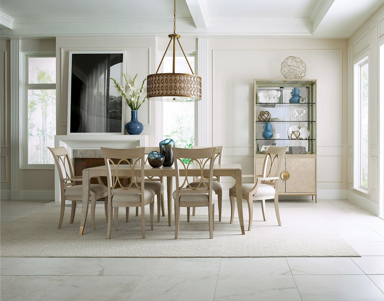 American Drew Lenox Terrace Dining Table in Alabaster/Champagne