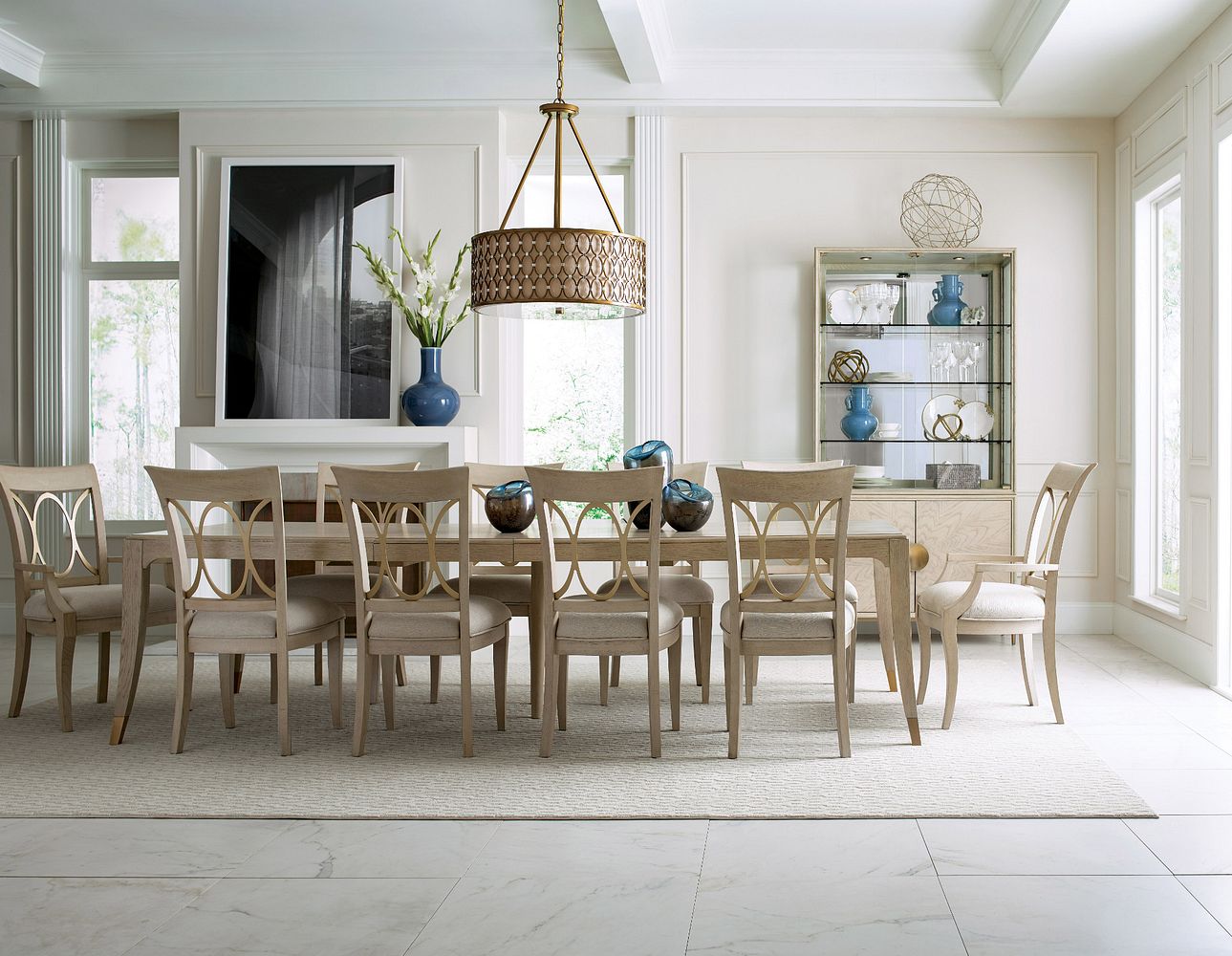 American Drew Lenox Terrace Dining Table in Alabaster/Champagne