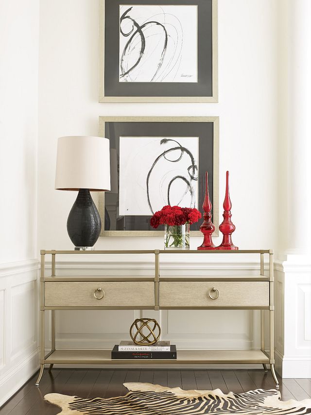 American Drew Lenox Capri Console Table in Alabaster/Champagne