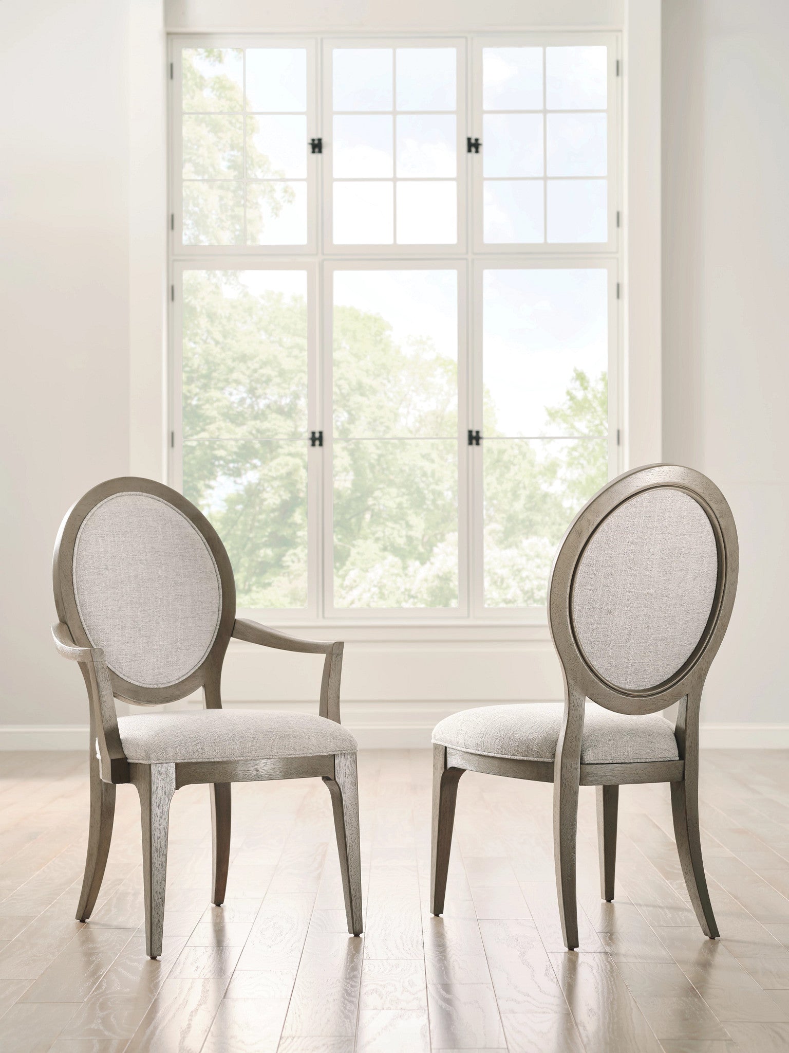 American Drew Milan Clover Side Chair in Stone Metal