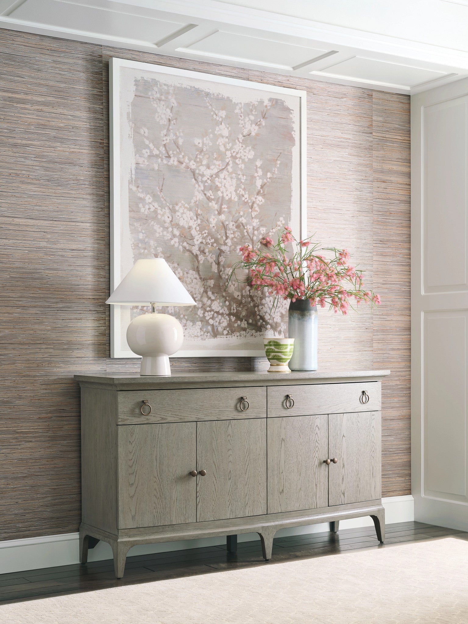 American Drew Milan Olivia Sideboard in Stone Metal