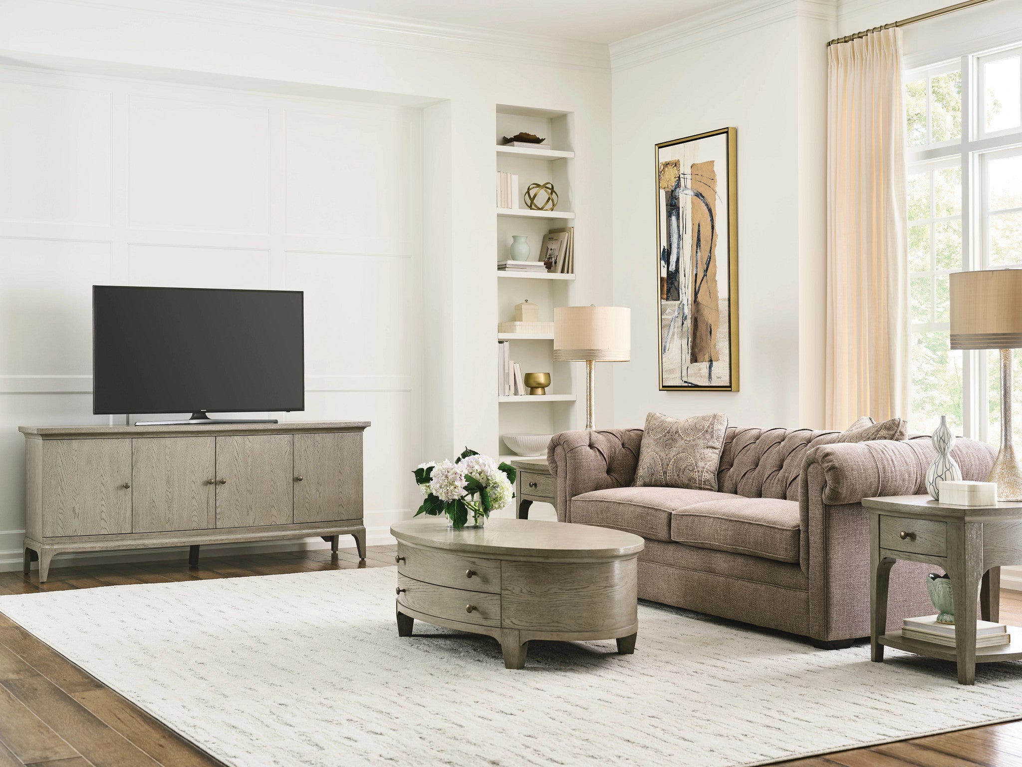 American Drew Milan Kingstown Entertainment Console  in Stone Metal