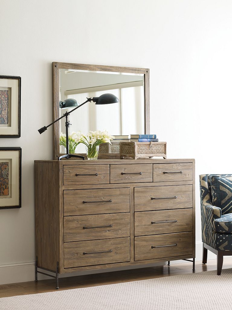 Kincaid Furniture Modern Forge Lancscape Mirror in Sandy Brown