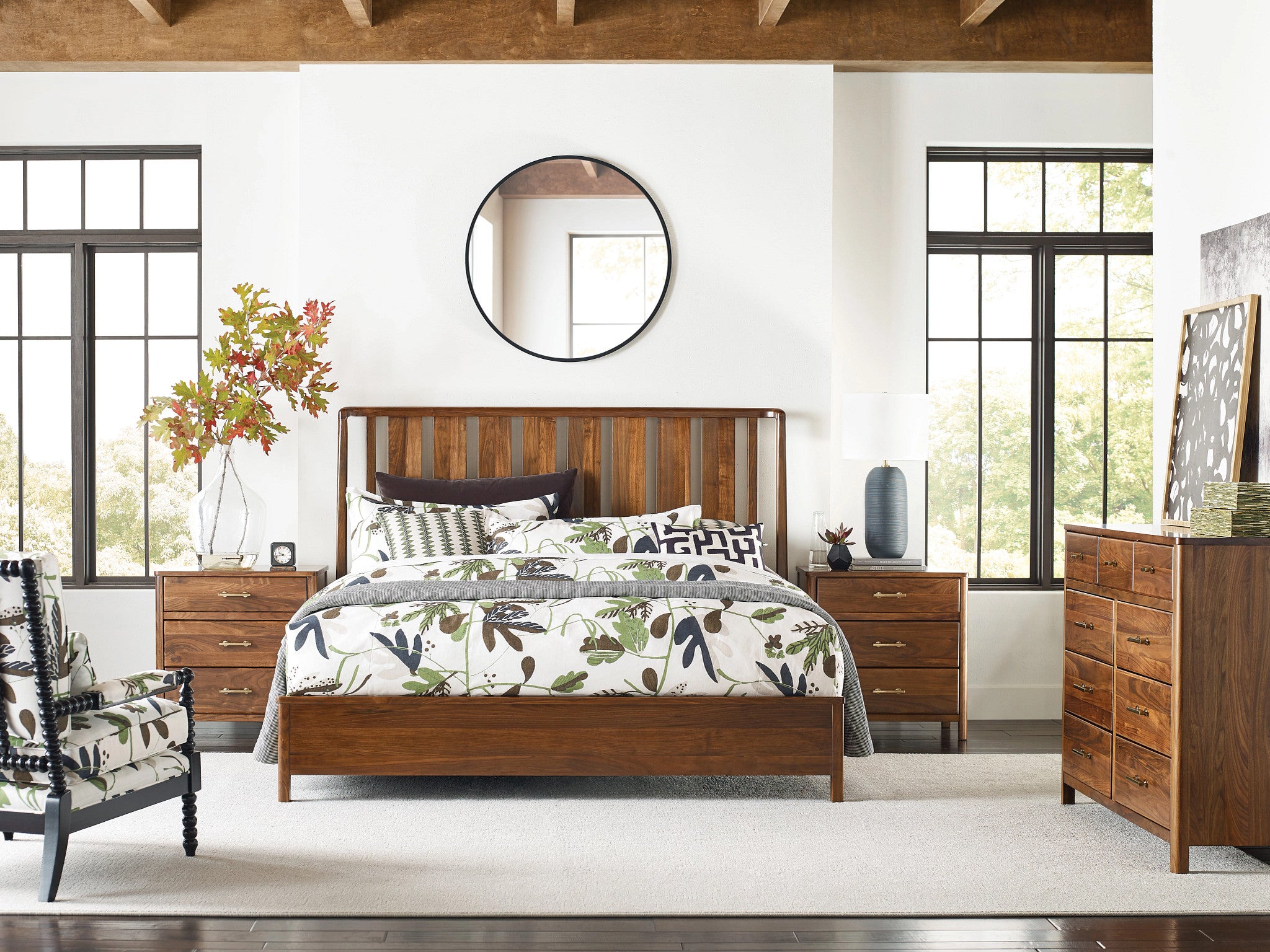 Kincaid Furniture Monogram Walnut Ashburn Slat Bed in Walnut