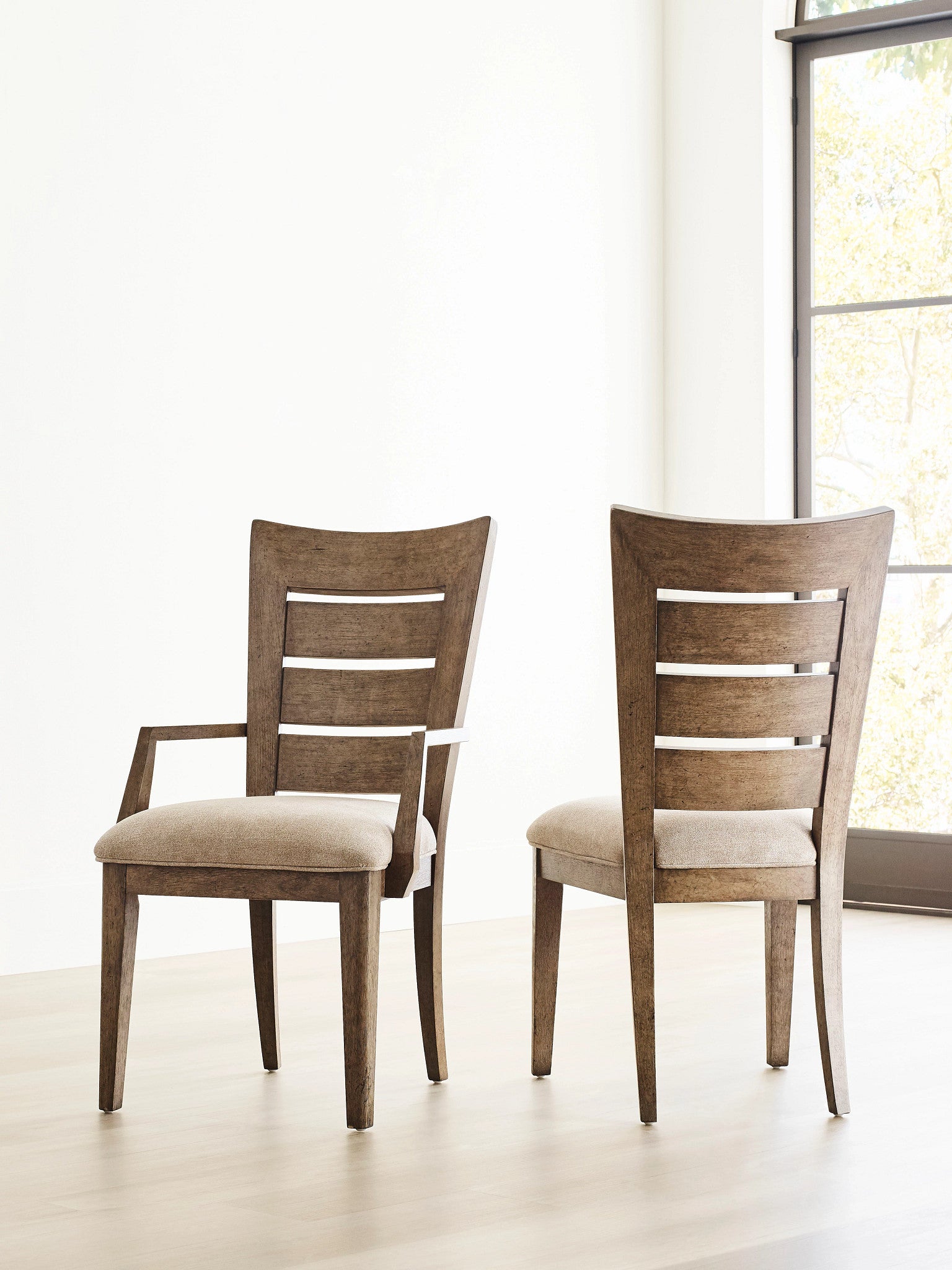American Drew Skyline Ladder Back Arm Chair in Smoke