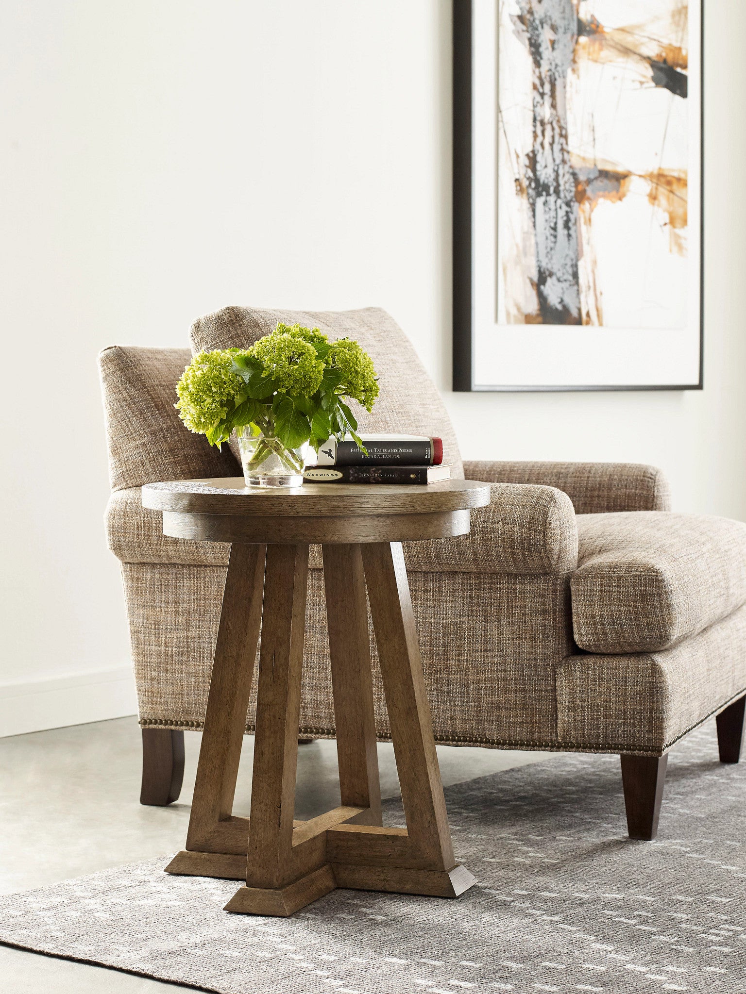 American Drew Skyline Evans Chairside Table in Smoke