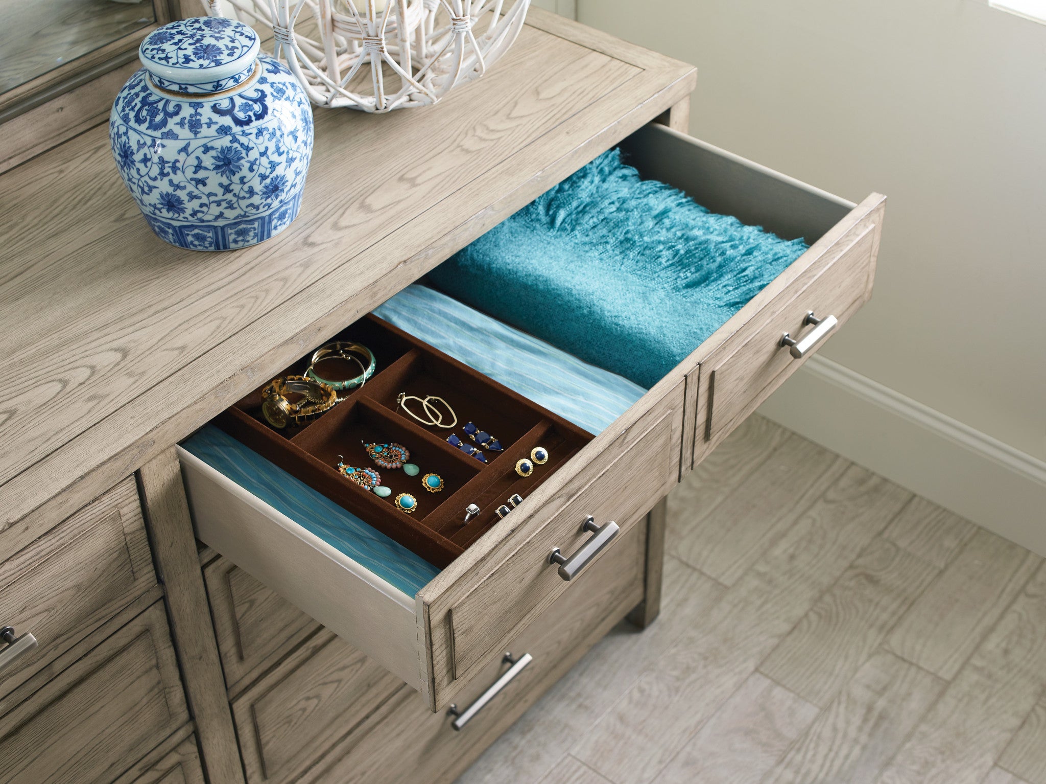 American Drew West Fork Parks Dresser in Aged Taupe