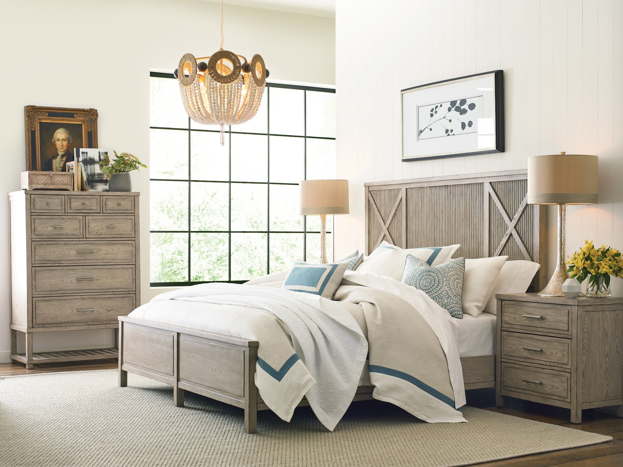 American Drew West Fork Canton Panel King Bed in Aged Taupe
