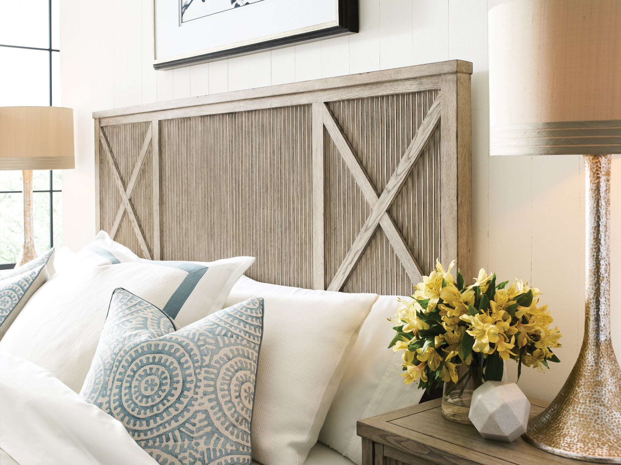 American Drew West Fork Canton Panel King Bed in Aged Taupe