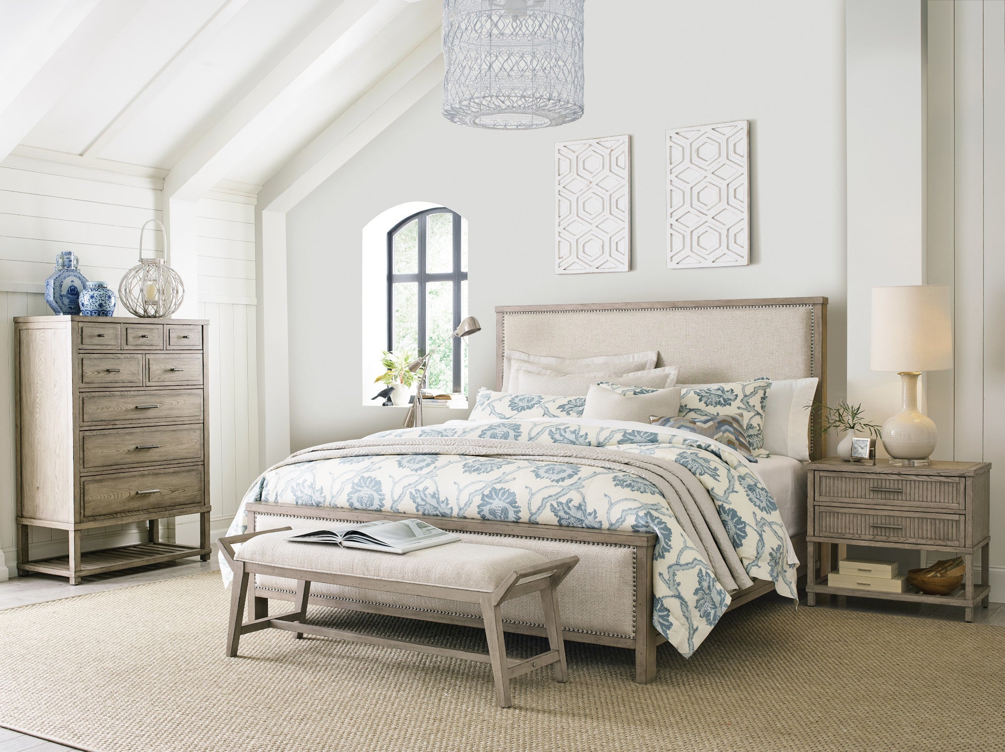 American Drew West Fork Jacksonville King Bed in Aged Taupe