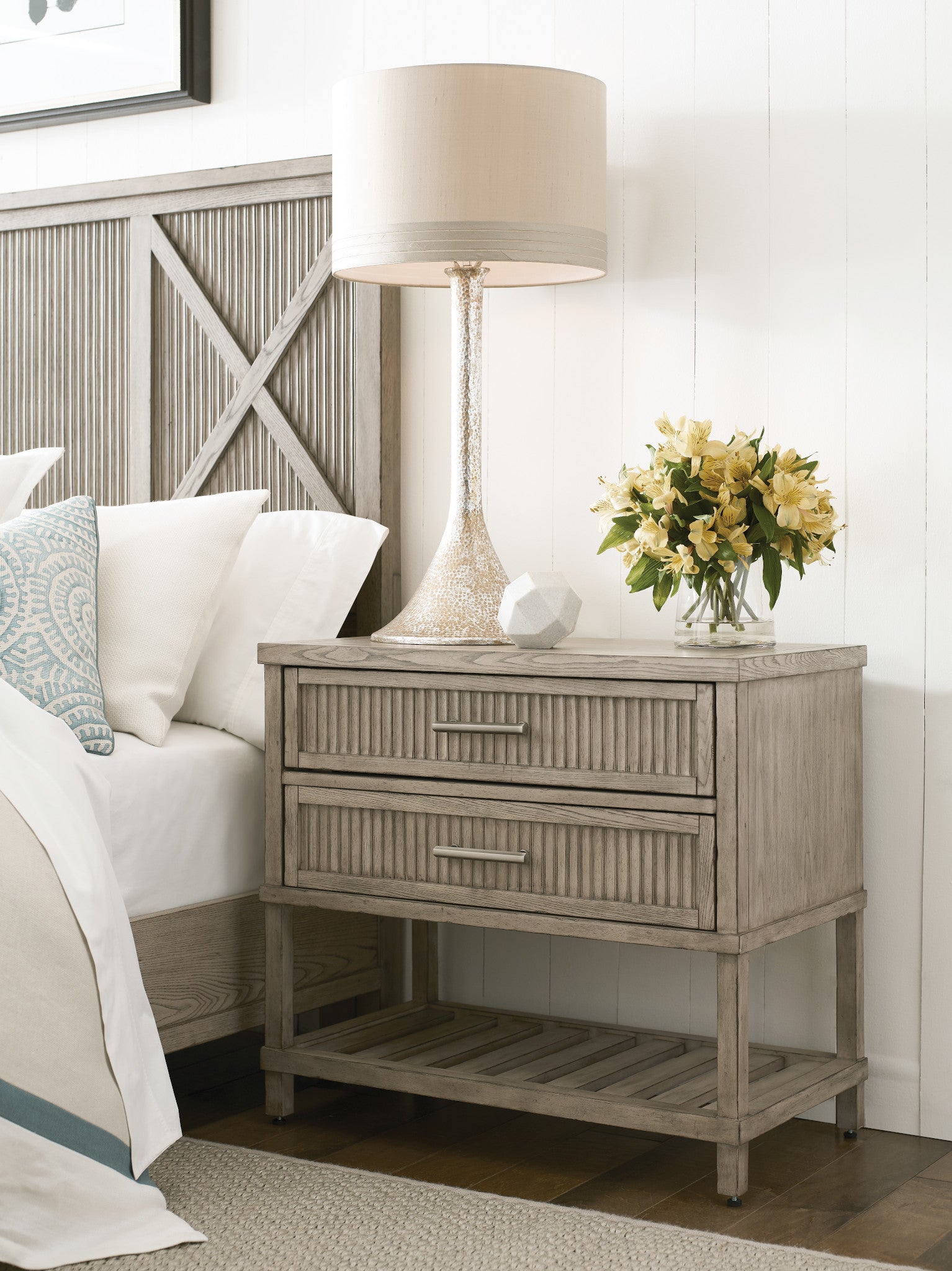 American Drew West Fork Harrison Nightstand in Aged Taupe