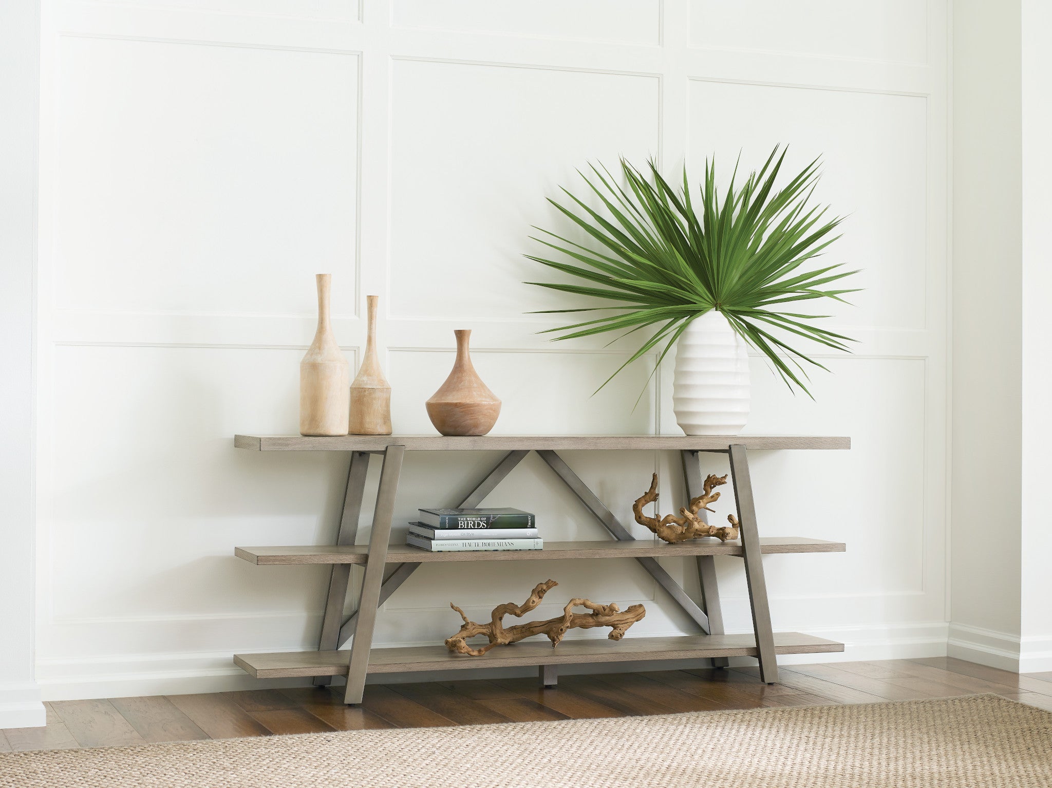 American Drew West Fork Bailey Console Table in Aged Taupe