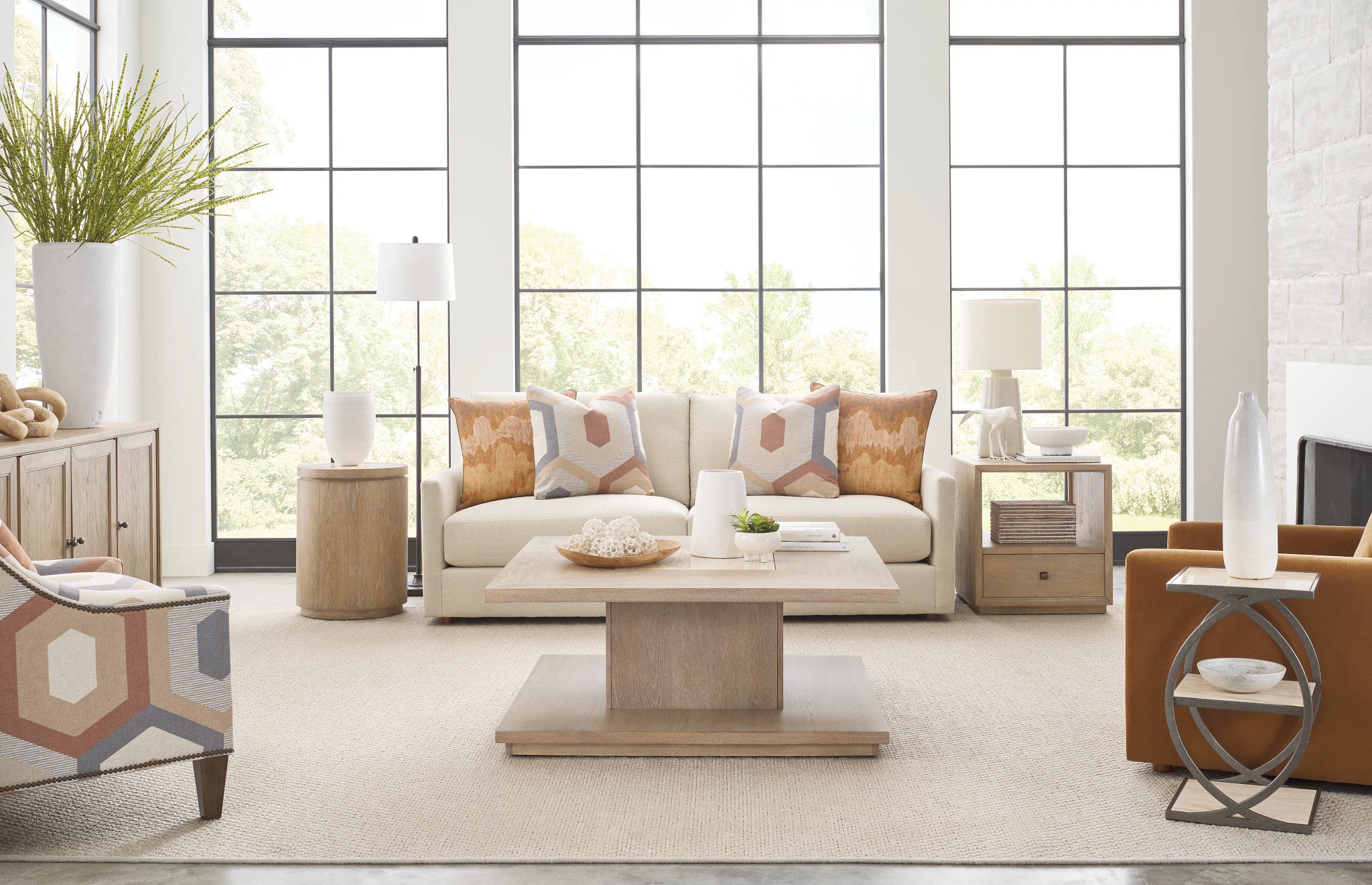 American Drew Windover Balance Square Coffee Table in Sand