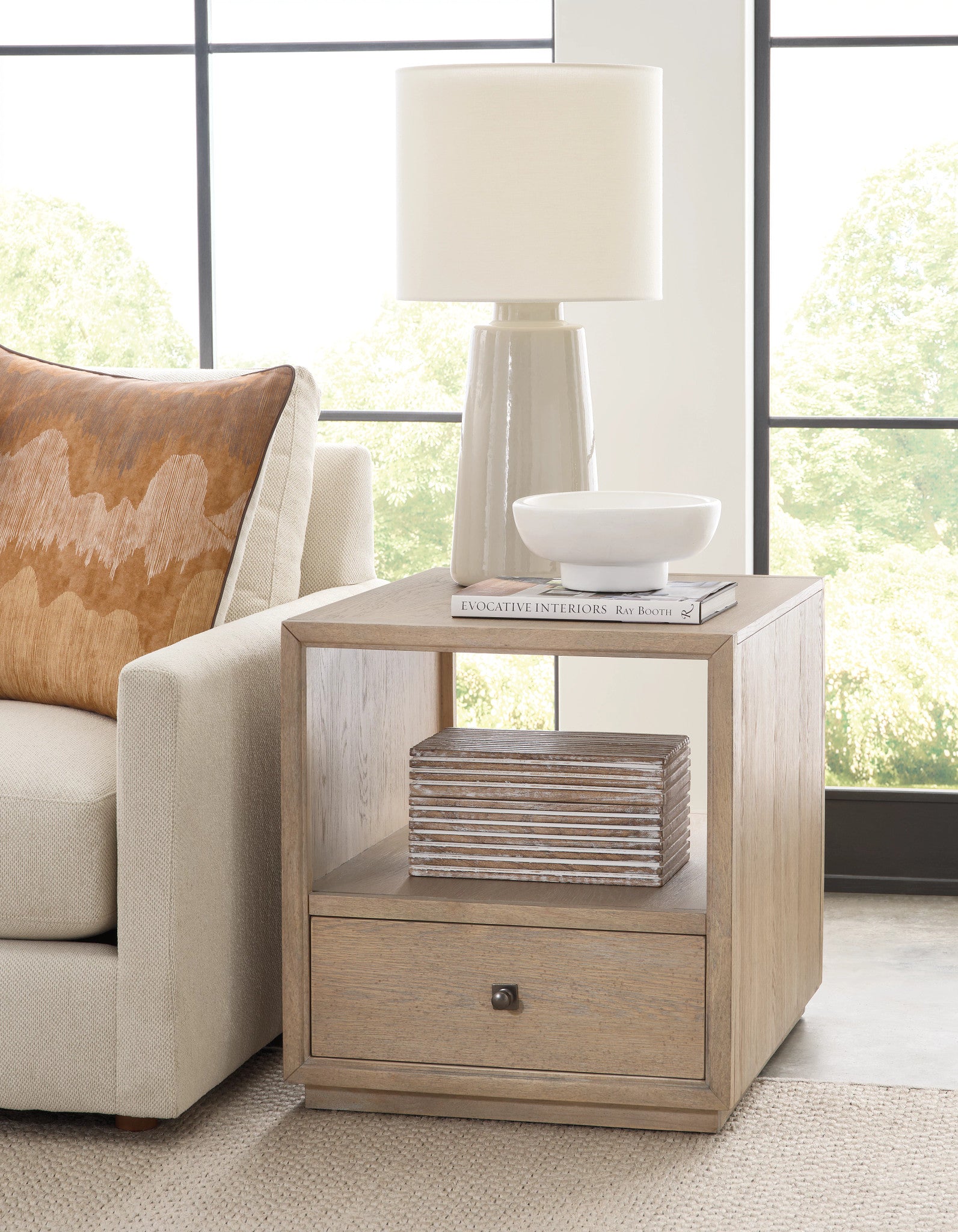 American Drew Windover Ecker Drawer End Table in Sand