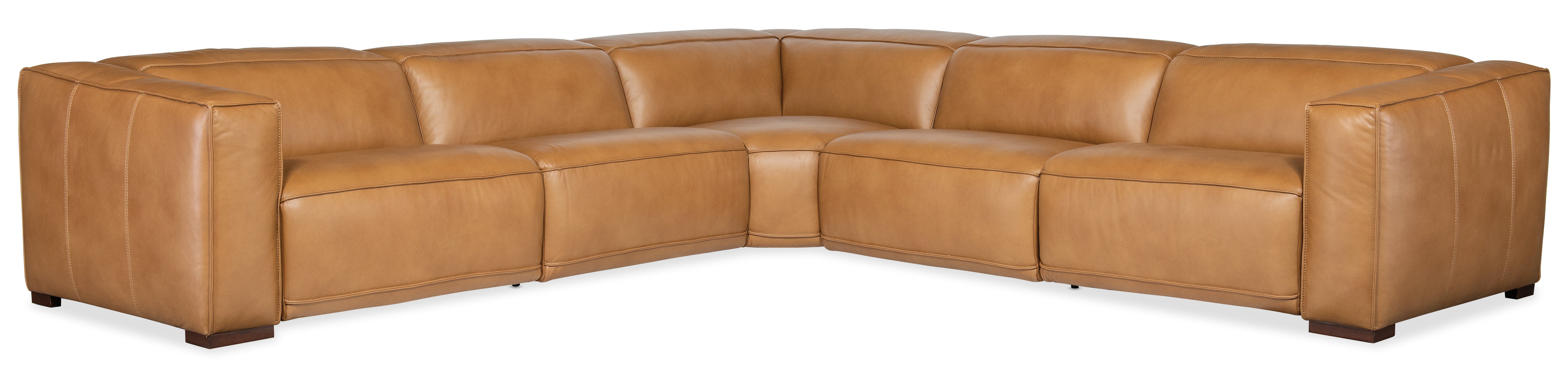 Hooker Furniture Fresco 5 Seat Sectional 4-Power Recline & Power Headrest in Brown