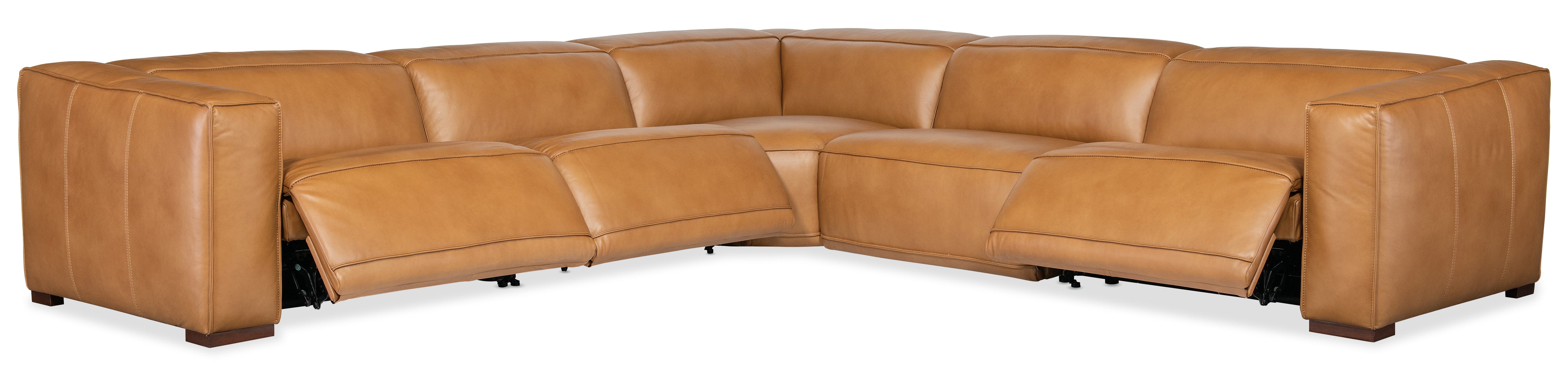 Hooker Furniture Fresco 5 Seat Sectional 4-Power Recline & Power Headrest in Brown