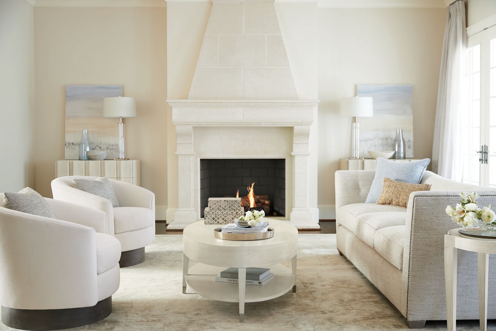 Bernhardt Furniture East Hampton Cocktail Table in Cerused Linen