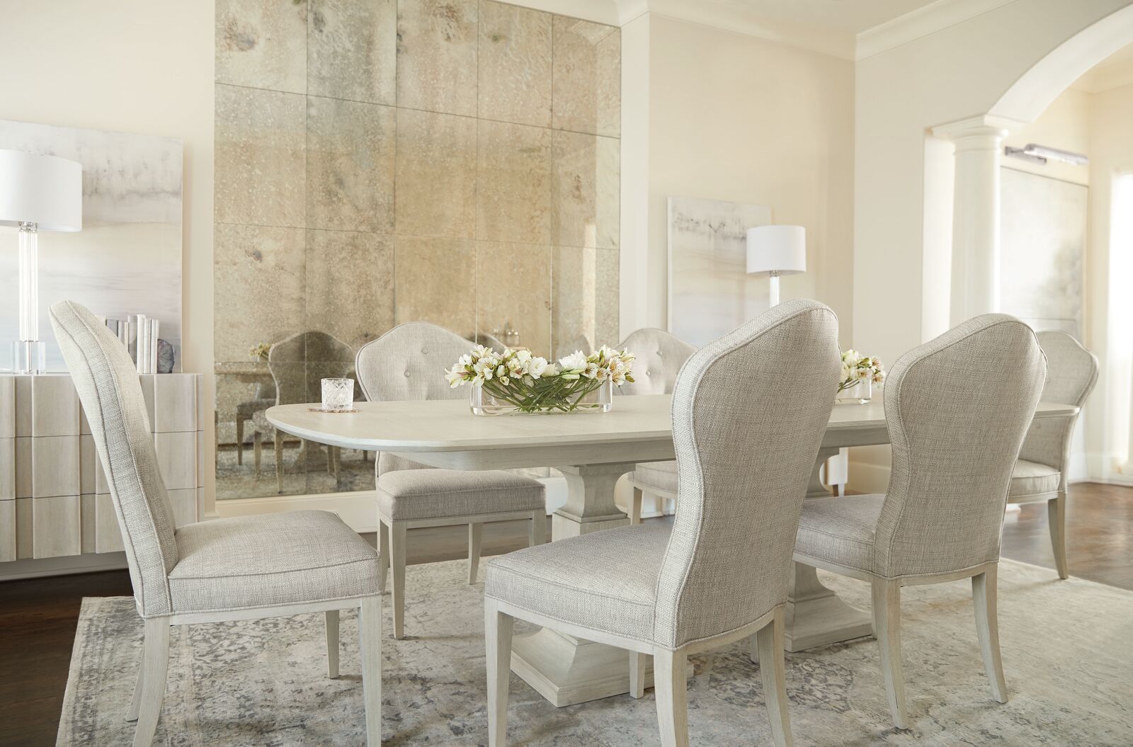 Bernhardt Furniture East Hampton Dining Side Chair in Cerused Linen
