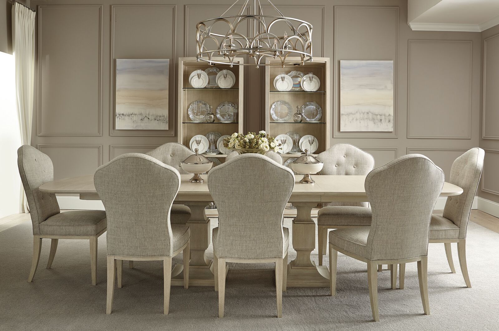 Bernhardt Furniture East Hampton Rectangular Dining Table in Cerused Linen