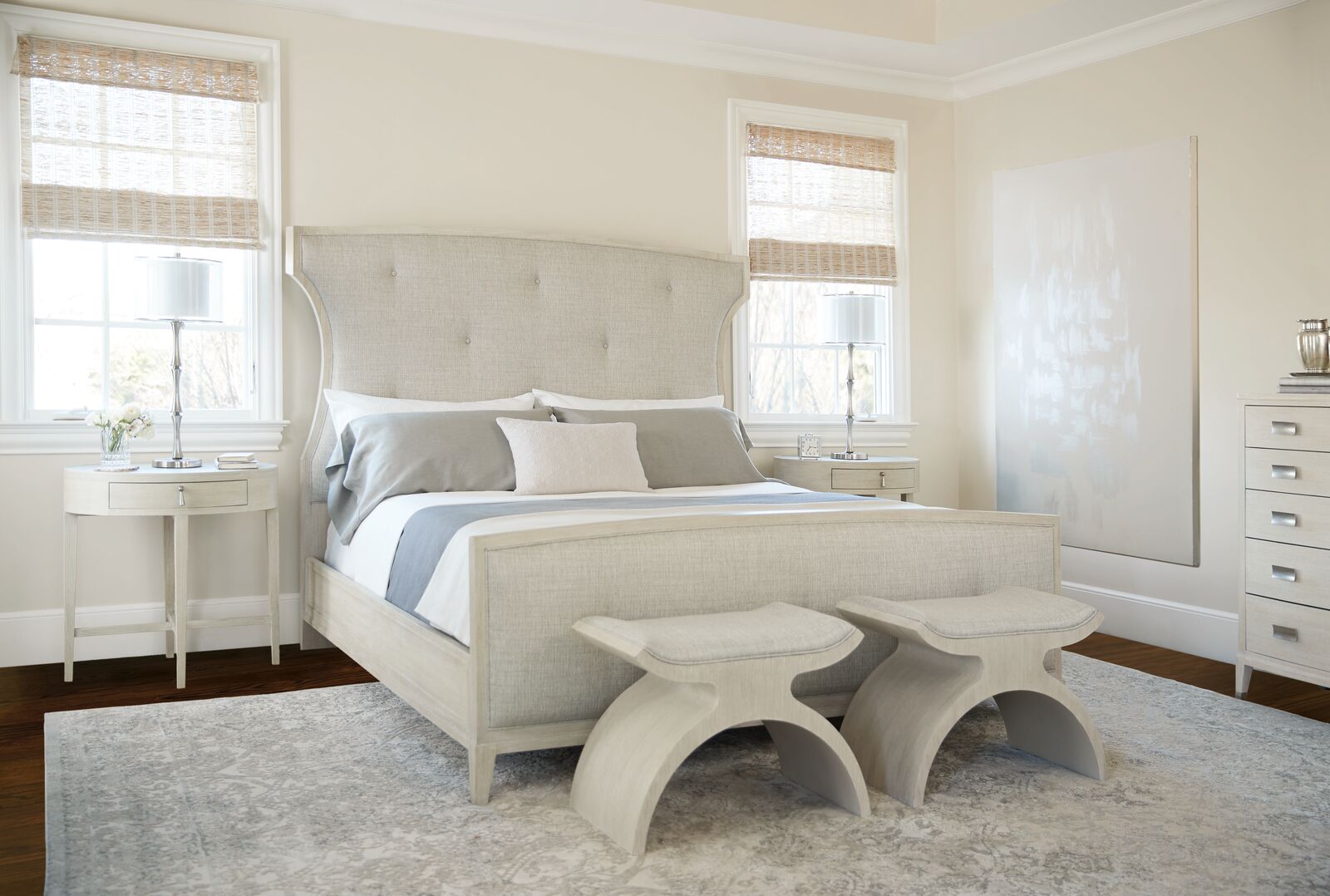 Bernhardt Furniture East Hampton Panel Bed King in Cerused Linen