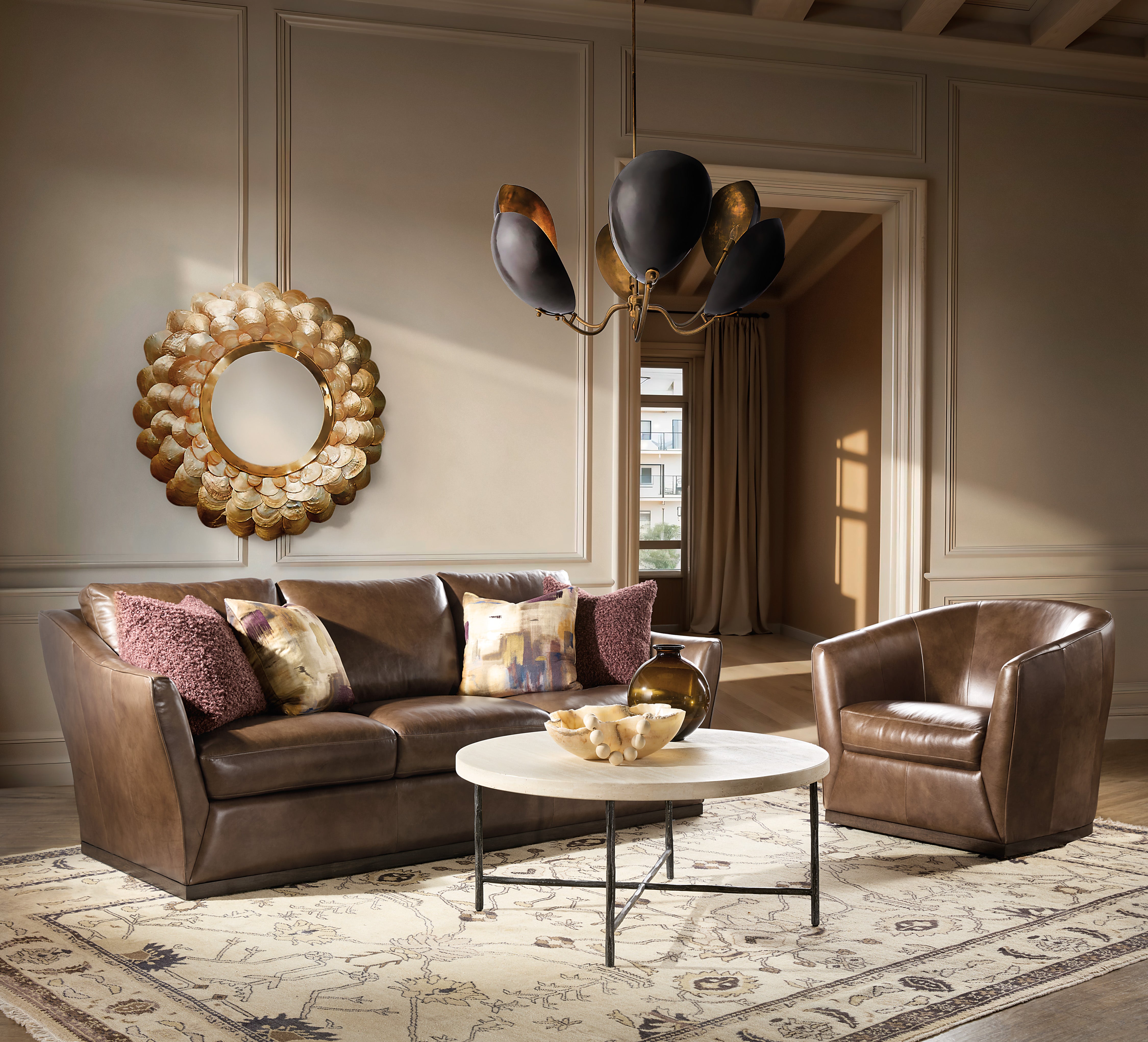 Hooker Furniture Fairfax Swivel Chair in Brown