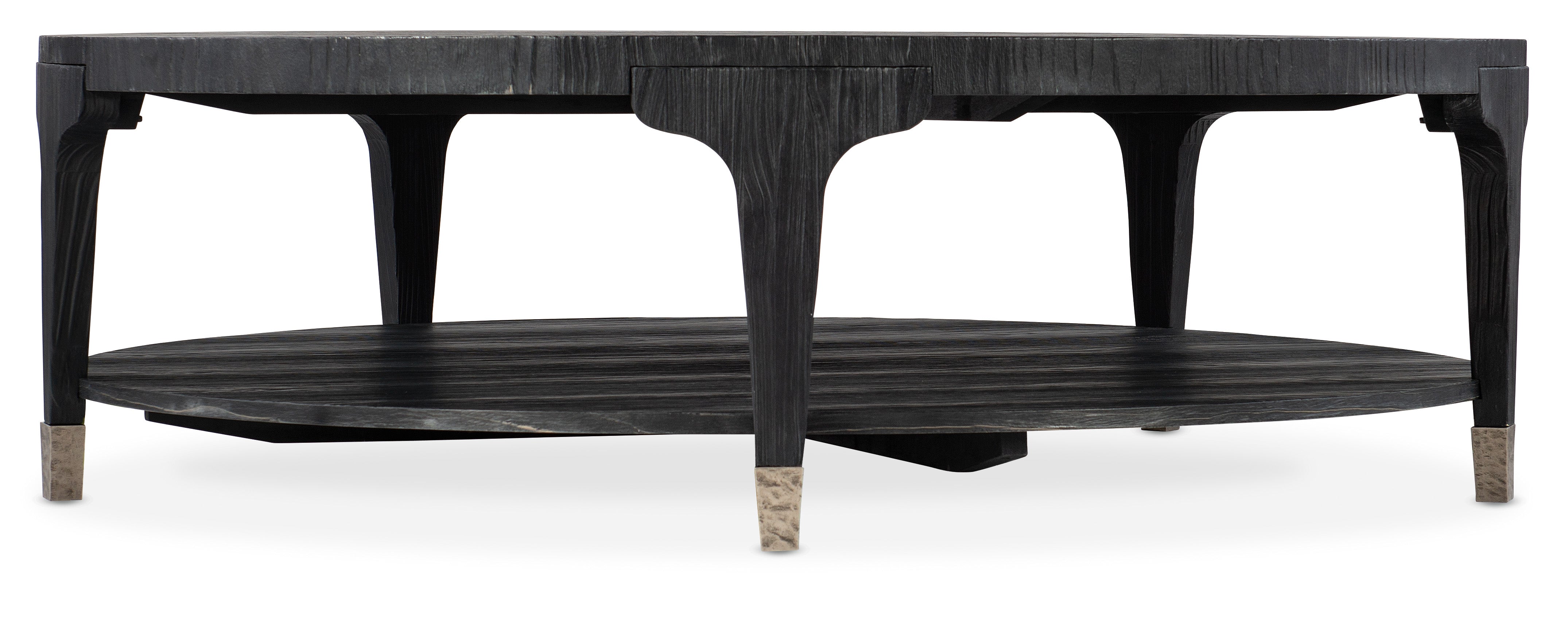 Hooker Furniture Chapman Shou Sugi Ban Round Cocktail Table in Black