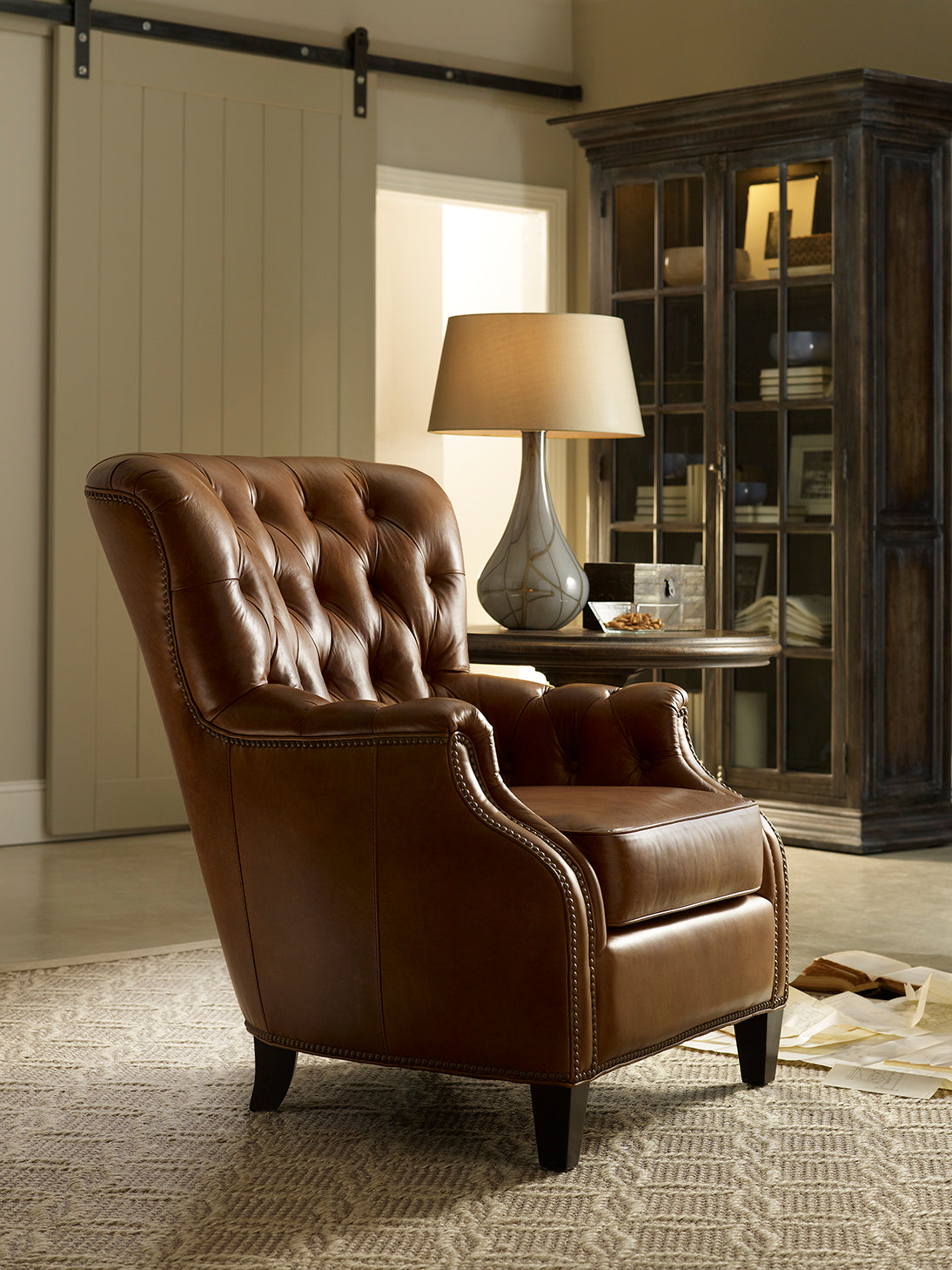 Hooker Furniture Hamrick Club Chair in Light Brown