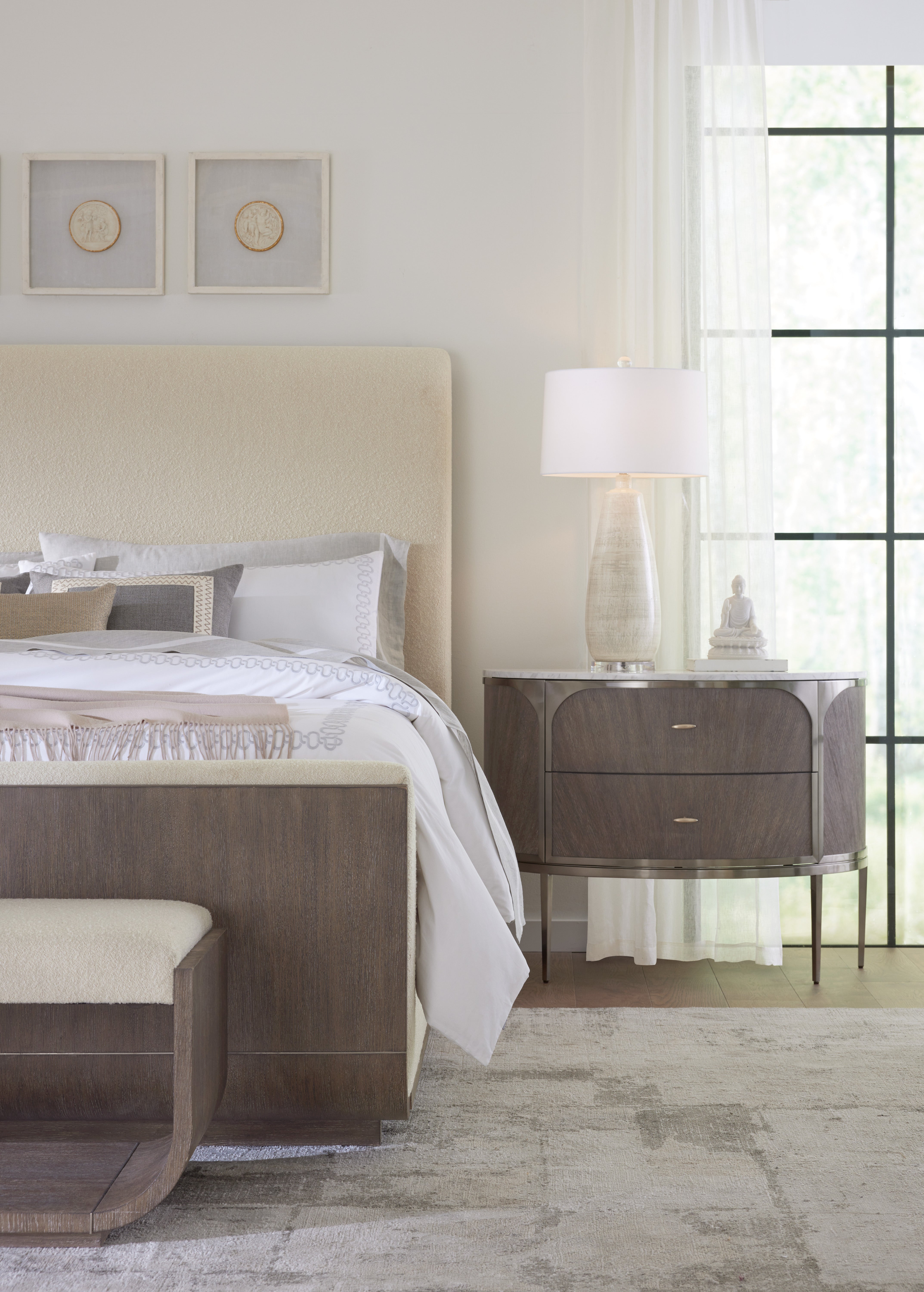 Hooker Furniture Modern Mood Upholstered Panel Bed in Dark Wood