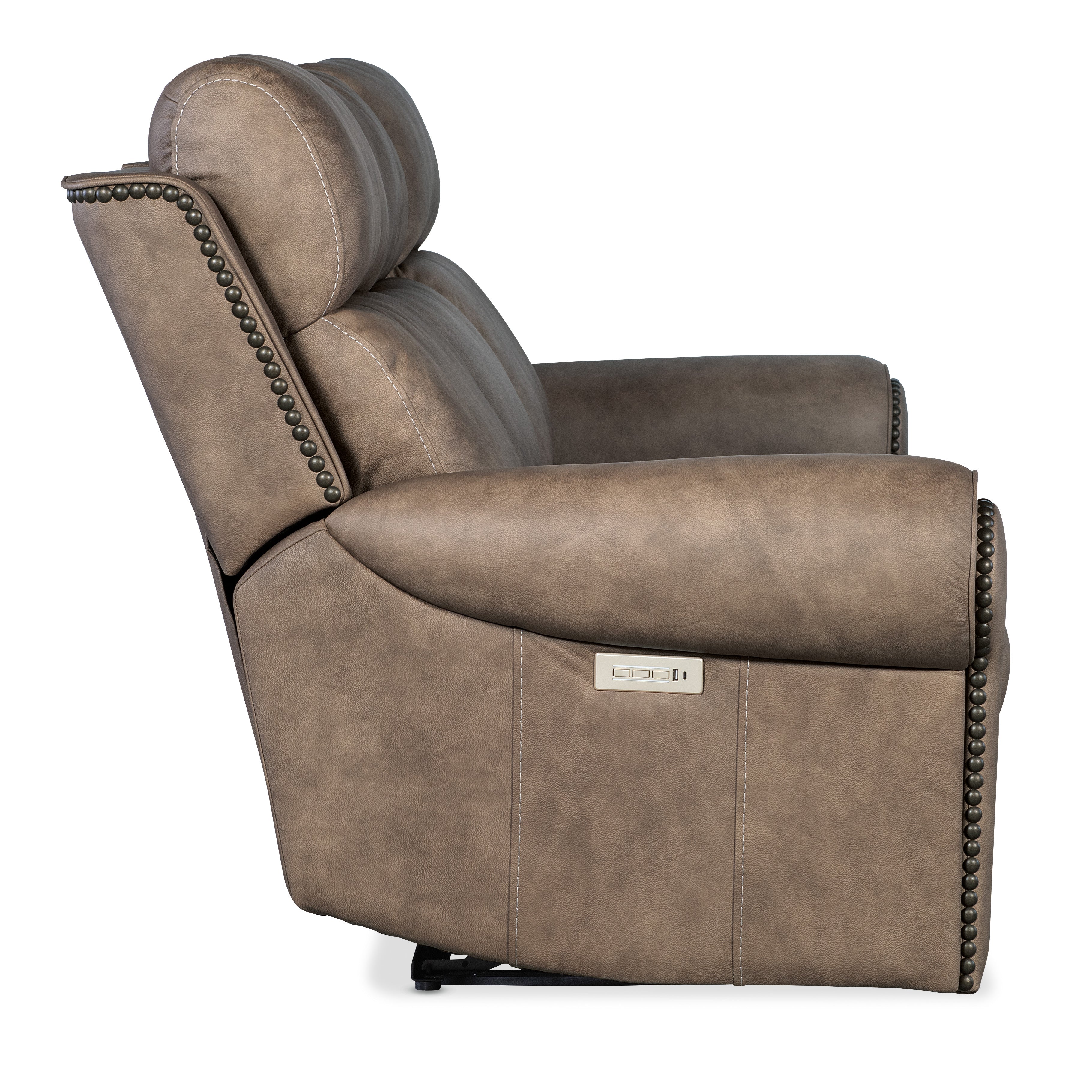 Hooker Furniture Duncan Power Sofa with Power Headrest & Lumbar in Light Brown