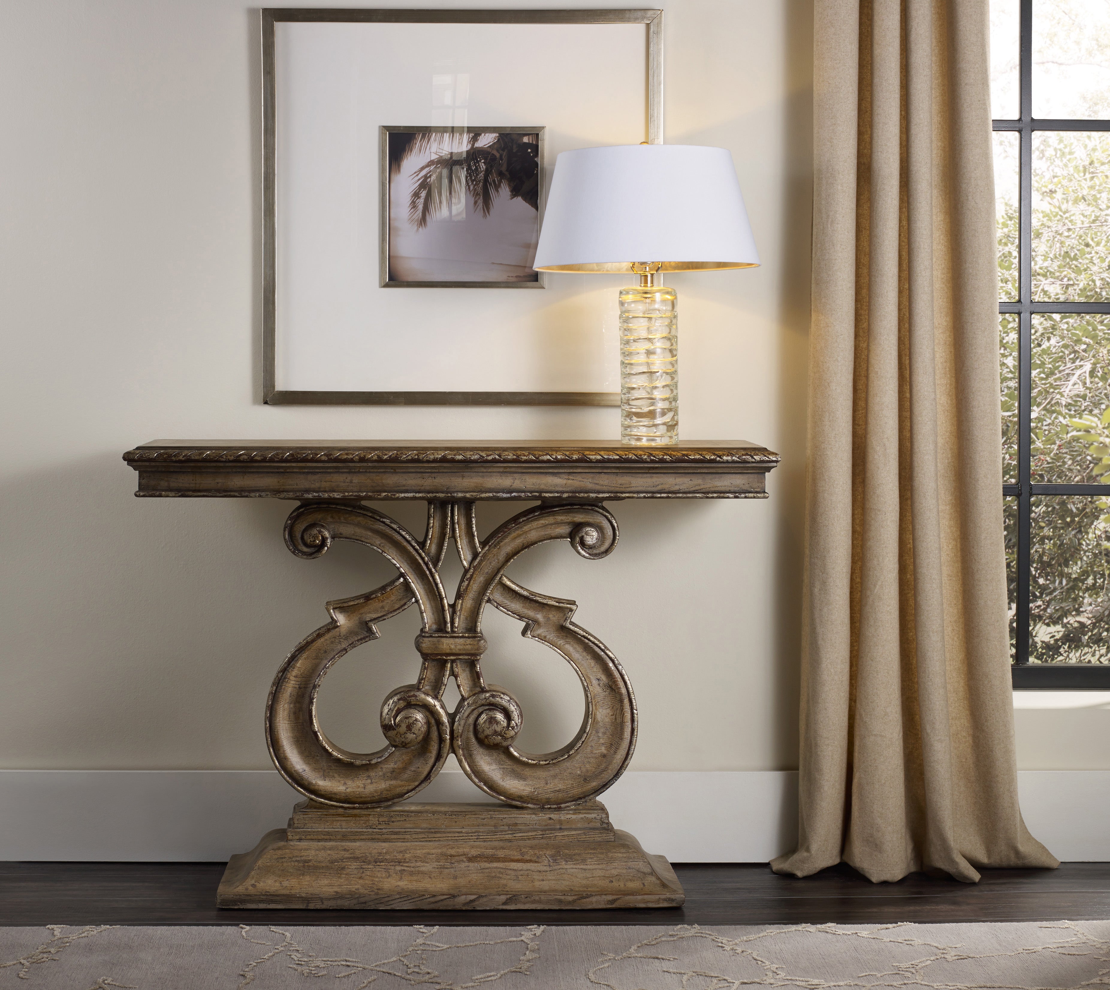 Hooker Furniture Melange Console Table in Medium Brown