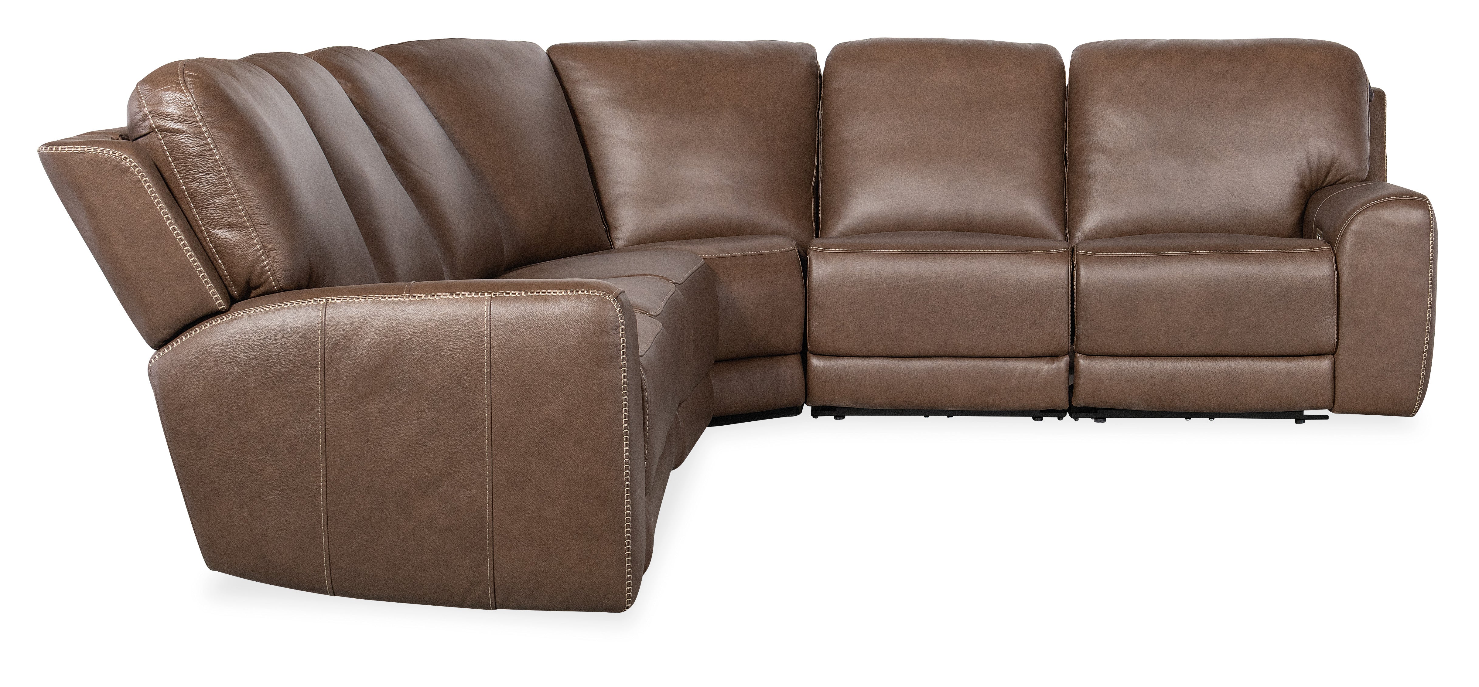 Hooker Furniture Torres 6 Piece Sectional with Power Recline & Power Headrest in Medium Brown