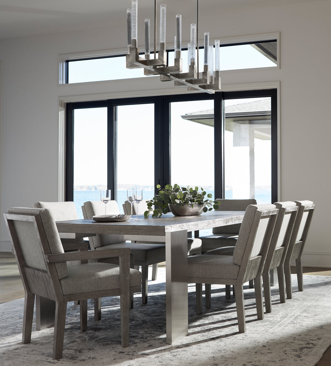 Bernhardt Furniture Foundations Rectangular Dining Table in Light Shale