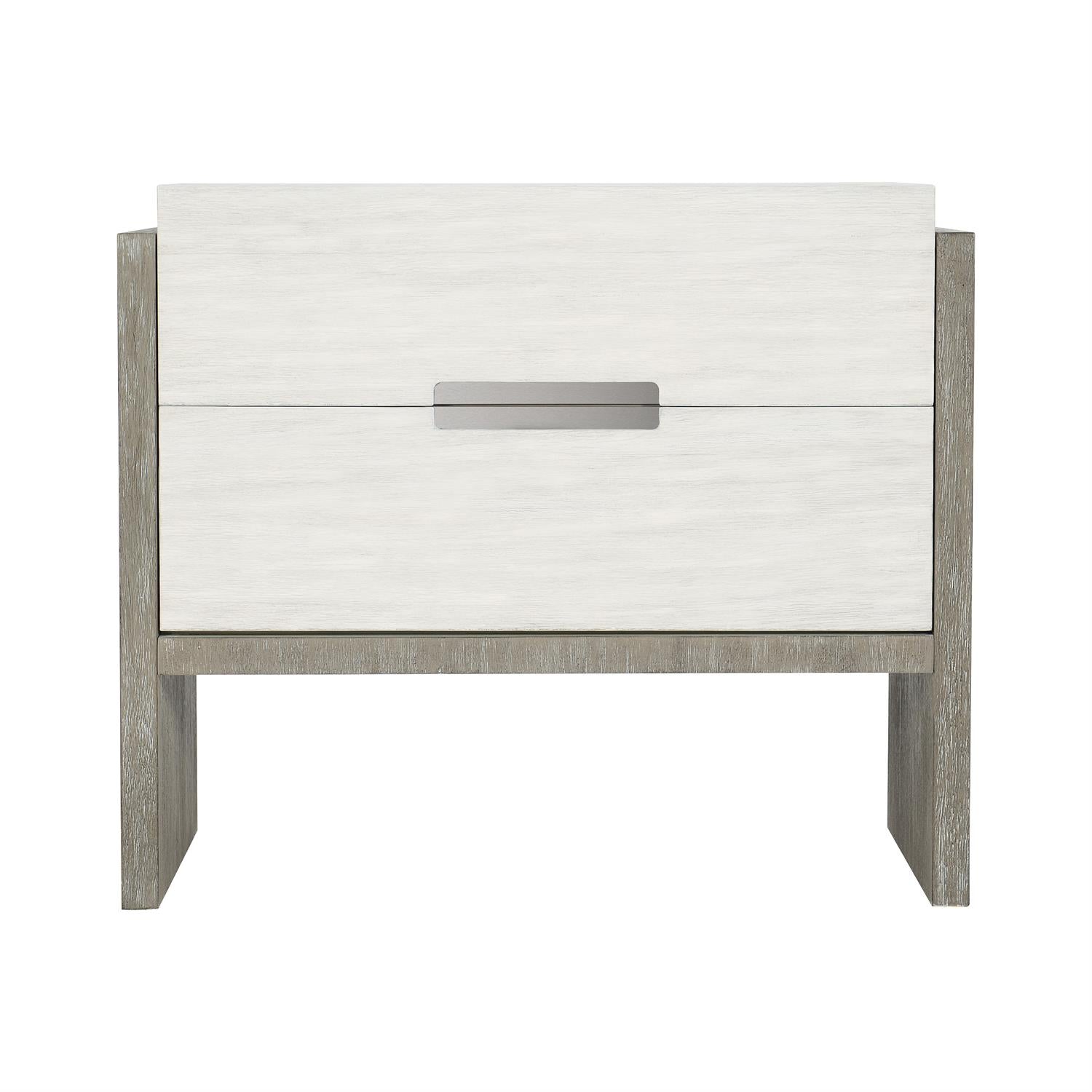 Bernhardt Furniture Foundations Two Drawer Nightstand in Light Shale & Linen