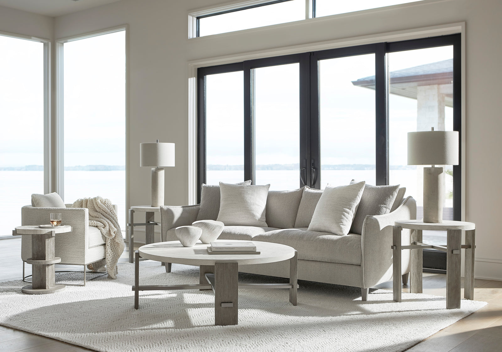 Bernhardt Furniture Foundations Cocktail Table in Light Shale & Linen