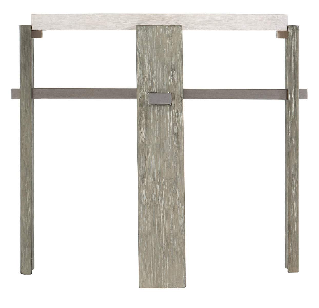 Bernhardt Furniture Foundations Round Side Table in Light Shale & Linen