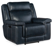 Hooker Furniture Montel Lay Flat Power Recliner with Power Headrest & Lumbar in Dark Blue