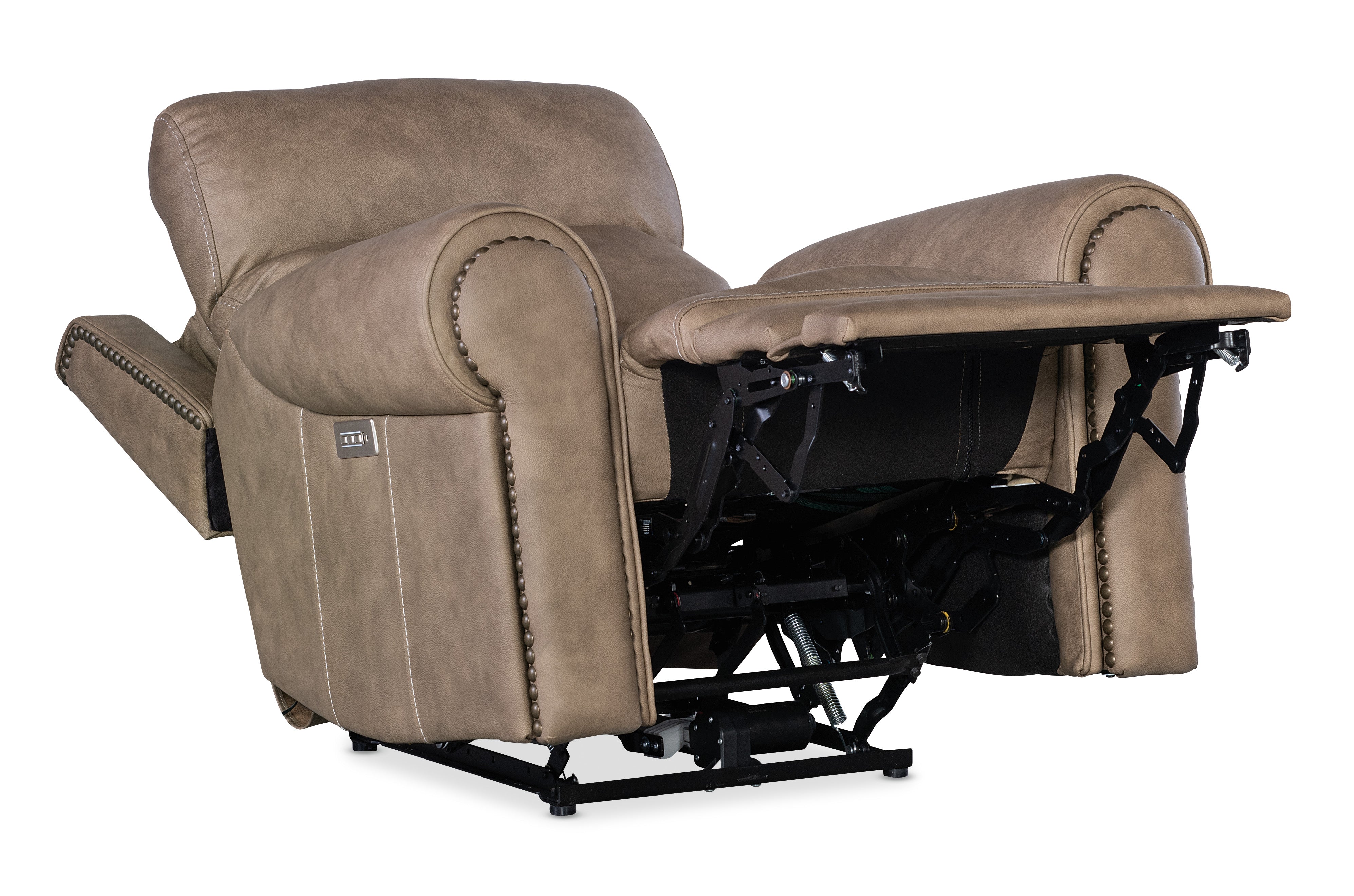 Hooker Furniture Duncan Power Recliner with Power Headrest & Lumbar in Light Brown