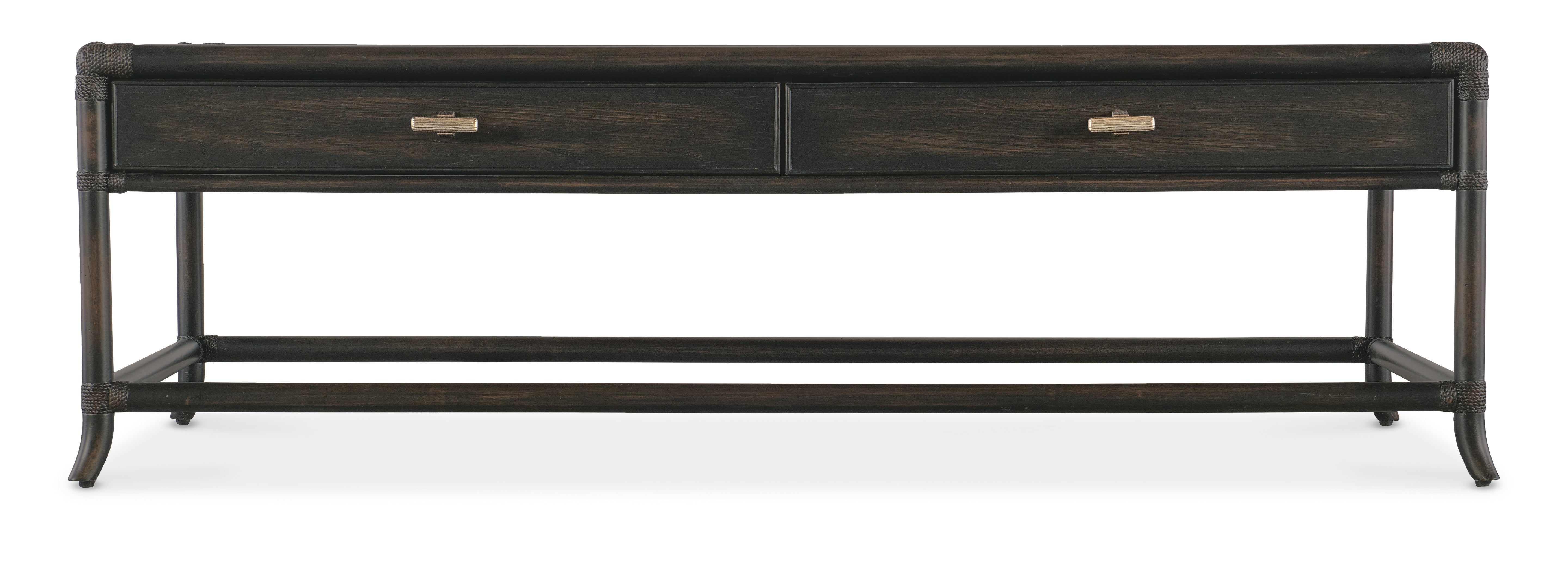 Hooker Furniture Retreat Pole Rattan Cocktail Table in Black