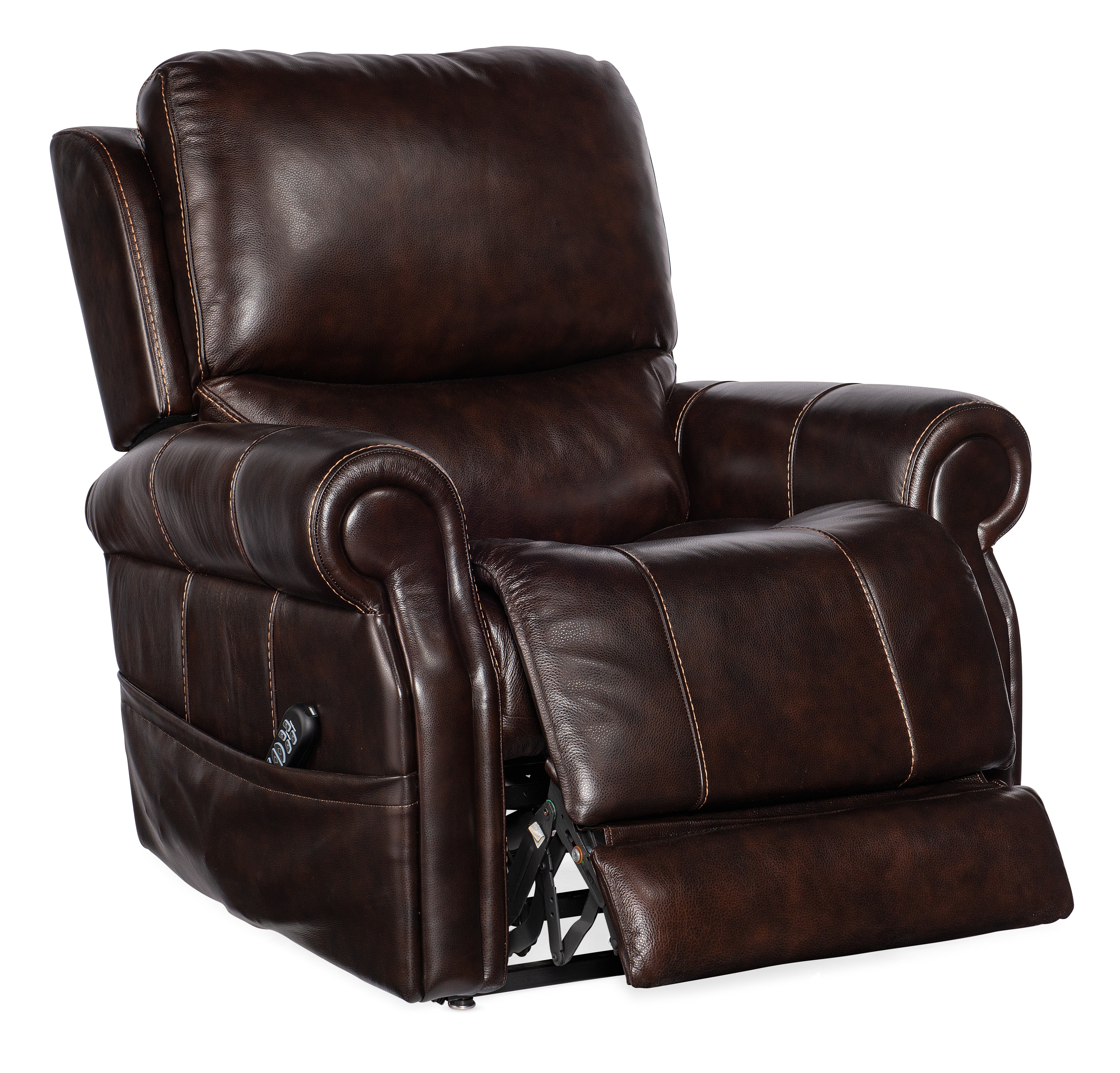 Hooker Furniture Eisley Power Recliner with Power Headrest, Lumbar & Lift in Dark Brown