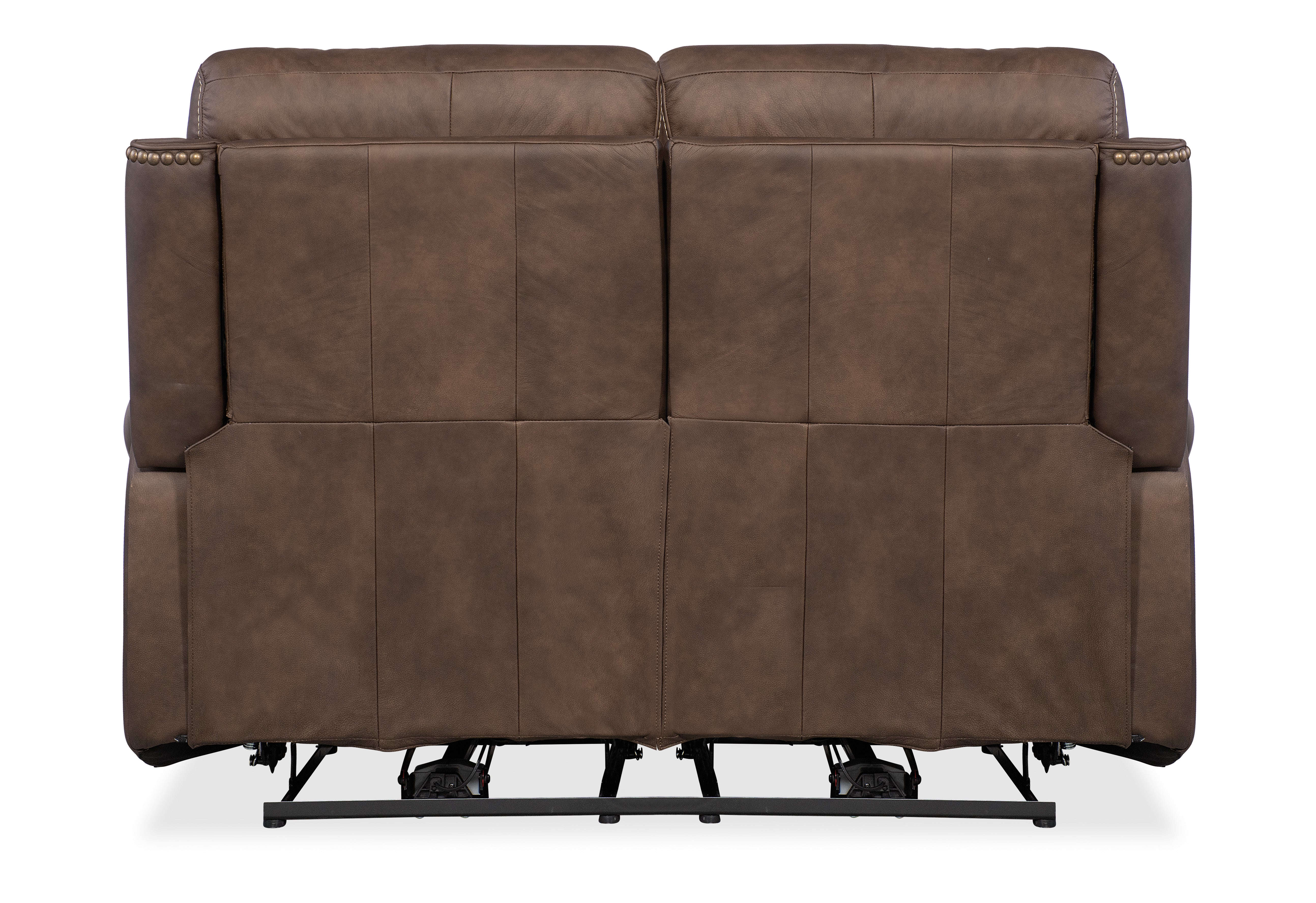 Hooker Furniture Duncan Power Loveseat with Power Headrest & Lumbar in Medium Brown