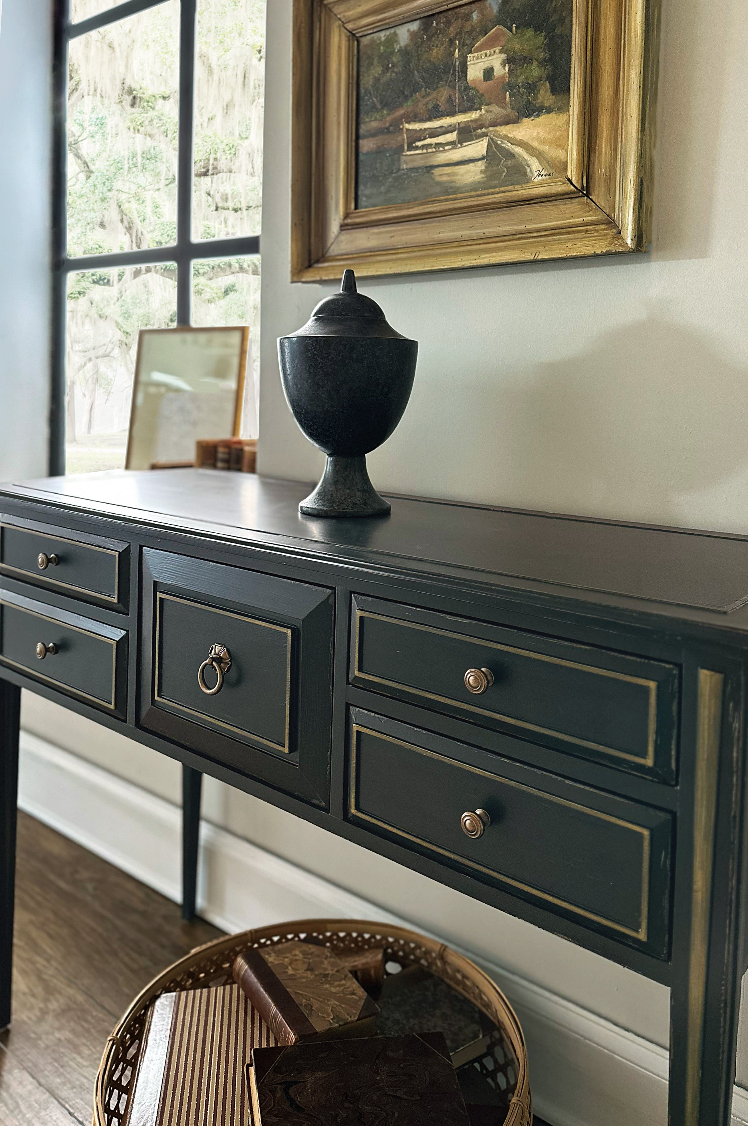 Hooker Furniture Charleston Five-Drawer Console Table in Dark Green
