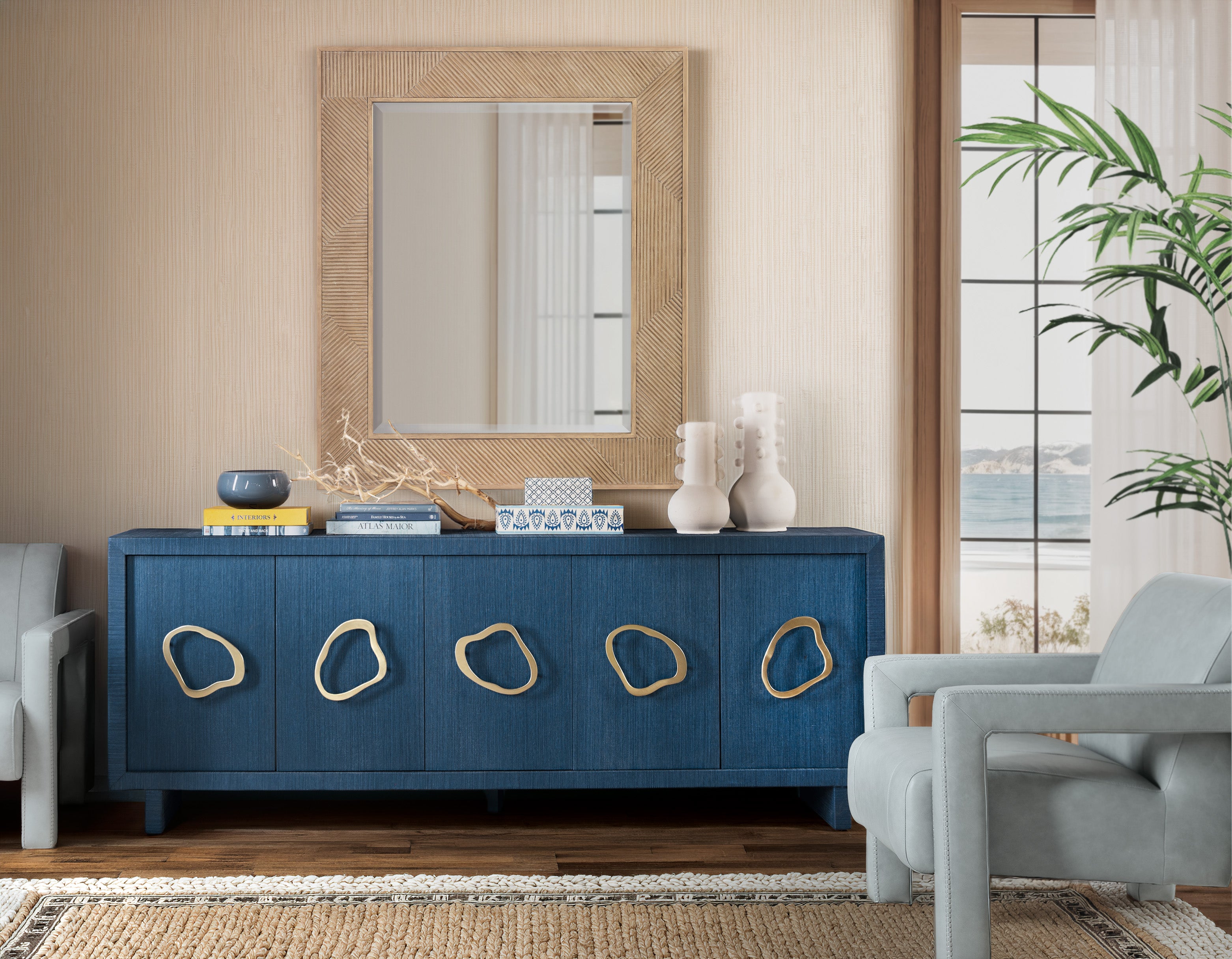 Hooker Furniture Commerce and Market Paige Five-Door Credenza in Blues