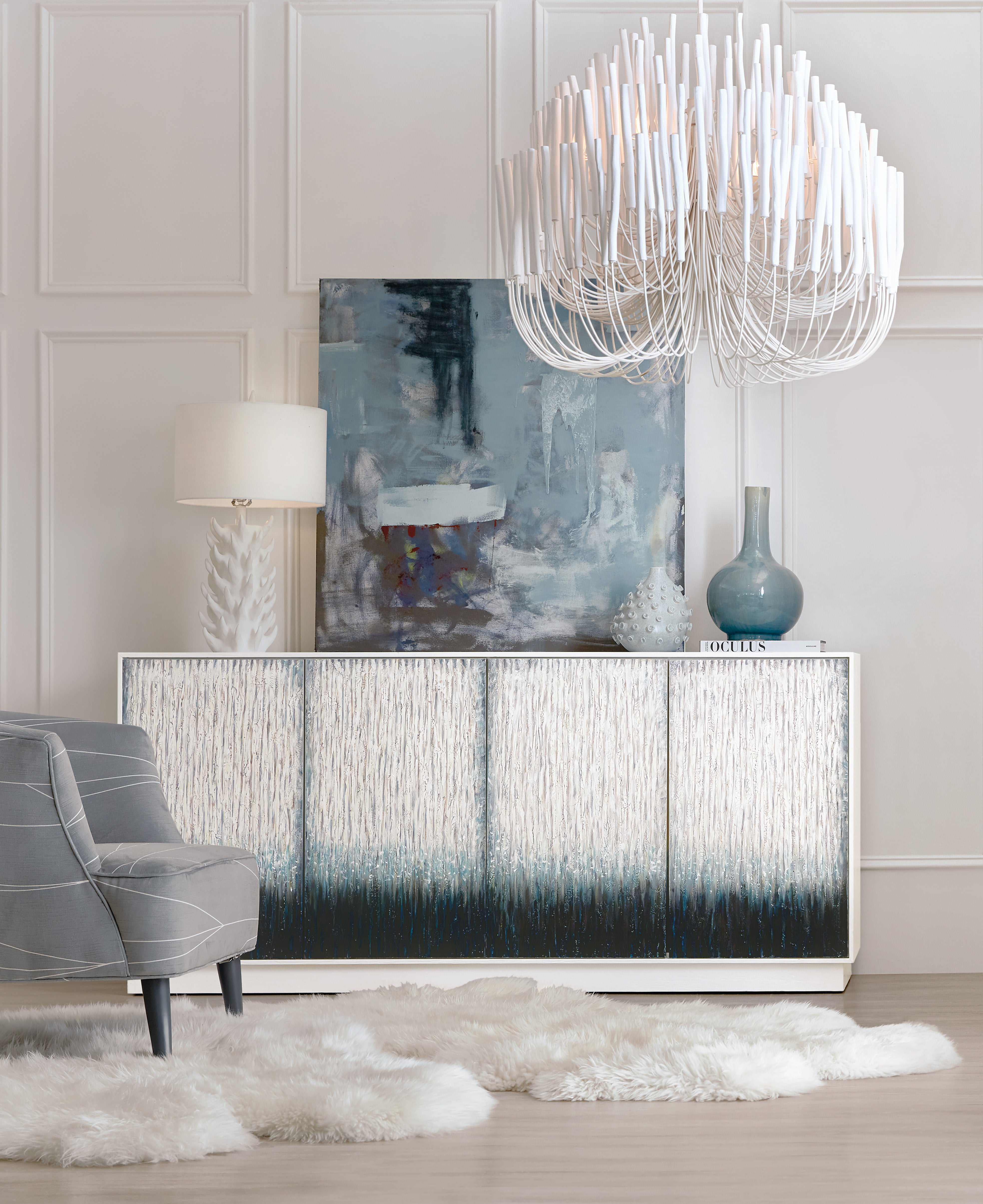 Hooker Furniture Melange Mediterranean Entertainment Credenza in White