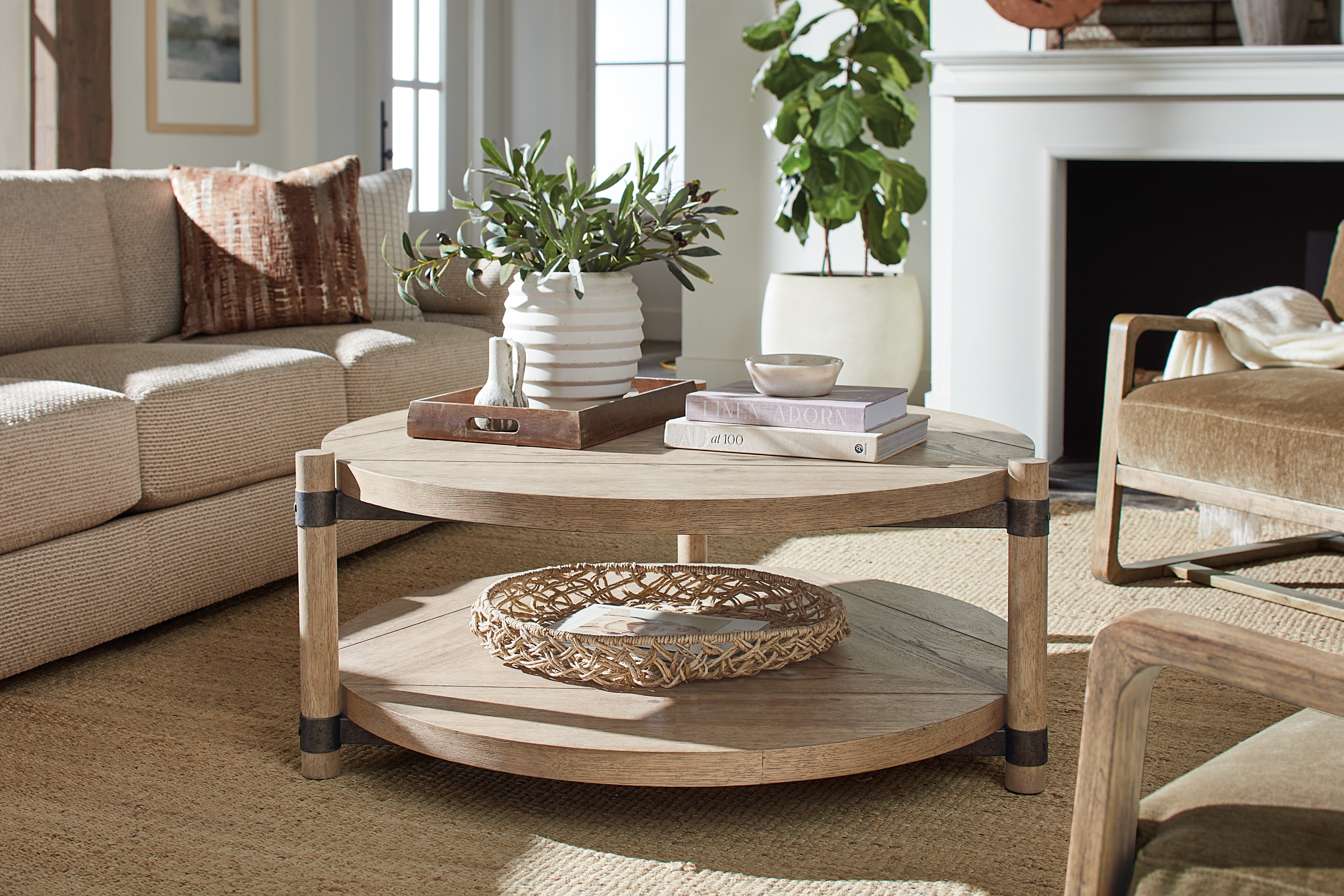 Hooker Furniture Vineyard Row Round Cocktail Table in Light Wood